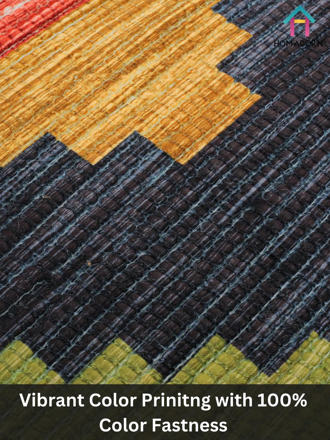 HOMADORN Handmade Upcycled Sustainable Printed Rug, Dhurrie, Carpet for Living Room, Bedroom, Outdoor Decor 2