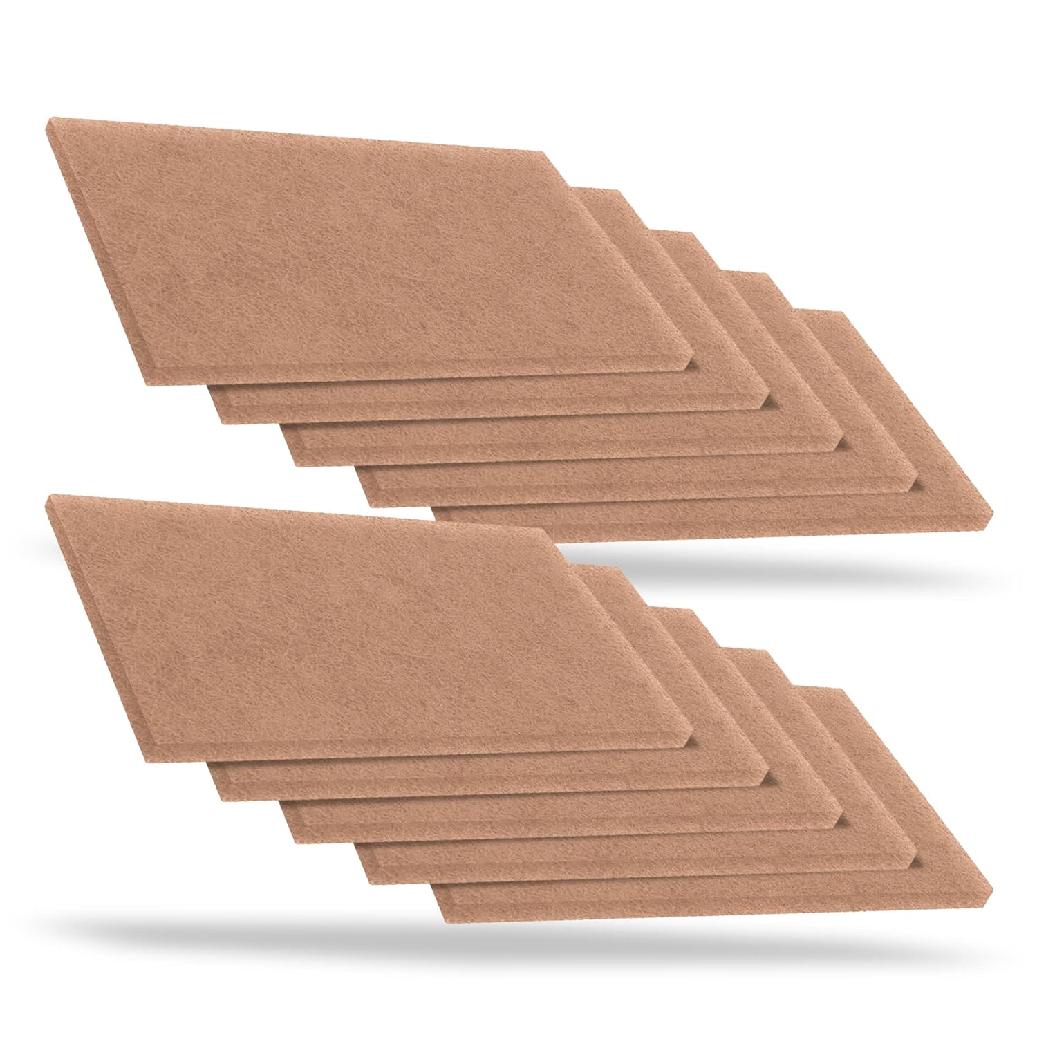 416-54186 - 12x18 Orbital Sander Replacement Pads - Non-Woven Buffing Pad - Thick Rectangular Maintenance Pads for Floor Sander - Dry Cleaning/Buffing Pads - 10pc Set, Tan