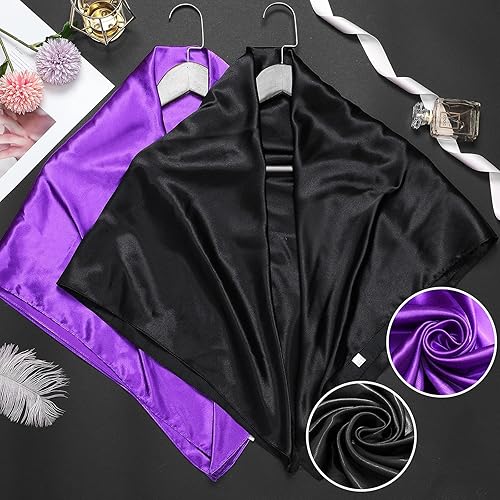 Miniatura 4 de SATINIOR Pañuelo sedoso para la cabeza de 35 pulgadas, 2 unidades, bufanda cuadrada grande para el cuello, pañuelo de satén para dormir para mujer