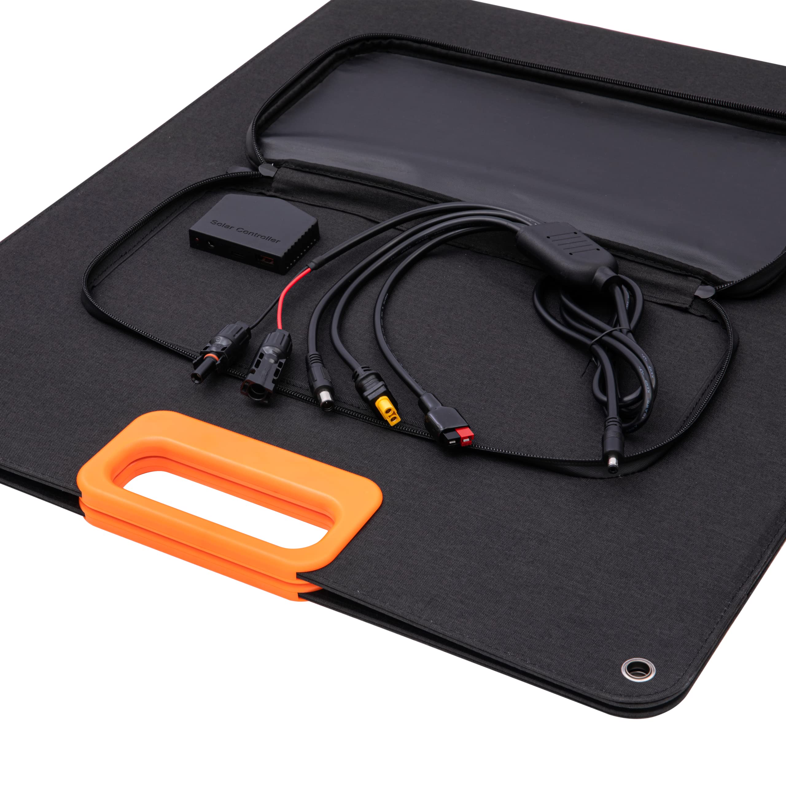 Technaxx Składany panel słoneczny 100 W TX-206, przenośna monokrystaliczna ładowarka słoneczna do wszystkich popularnych elektrowni z wyjściami USB-A/USB-C/XT60/DC7909/MC4/Anderson – do użytku na