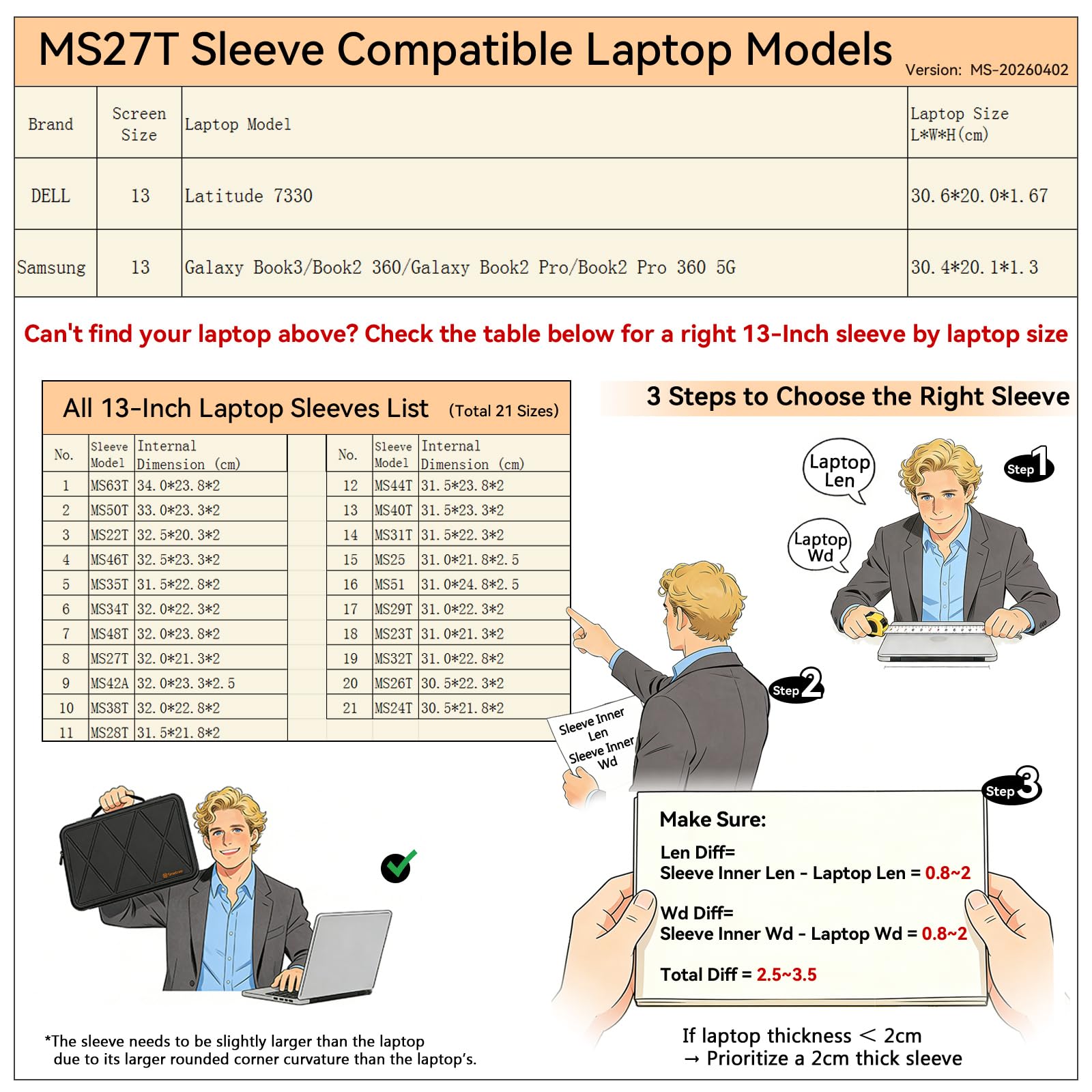 Smatree MS27T Protección rígida 13 Pulgadas Funda para portátil Compatible con Samsung Galaxy Book3/2 360, para Galaxy Book2 Pro 360 5G/Book2 Pro, para DELL Latitude 7330