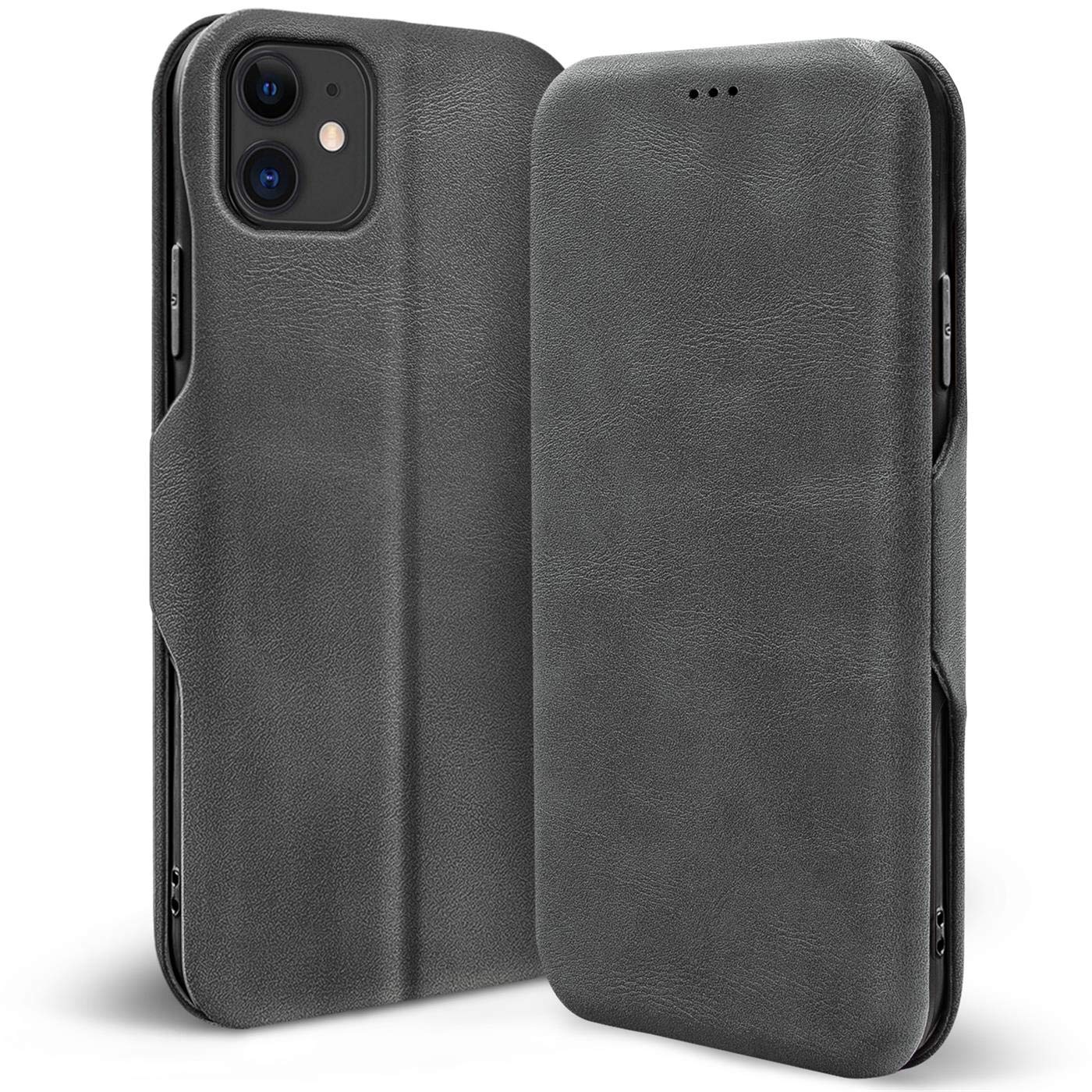Verco Book Style for iPhone 11 Case, Premium Magnetic Flip Cover for Apple iPhone 11 Wallet Case with Card Slot [6.1 inch, Grey - Image 2