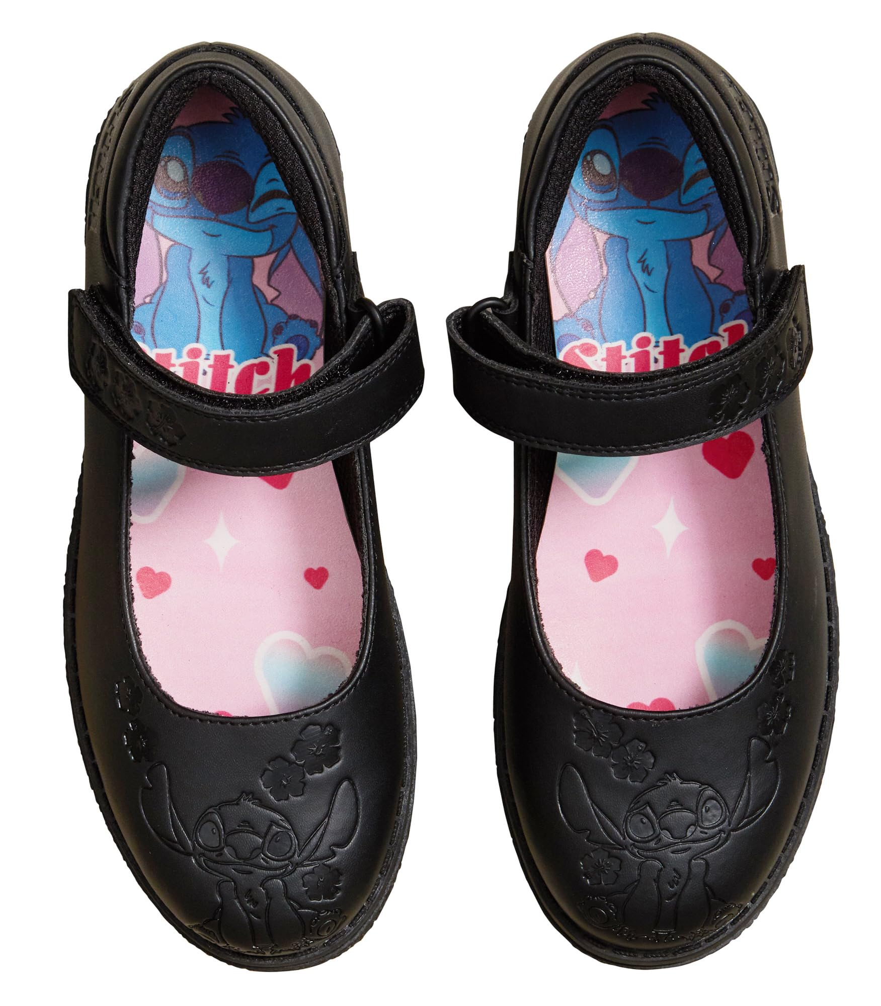 Disney Zapatos Escolares para niñas Stitch, Zapatos Mocasines Negros con Suela Resistente y fácil de Sujetar