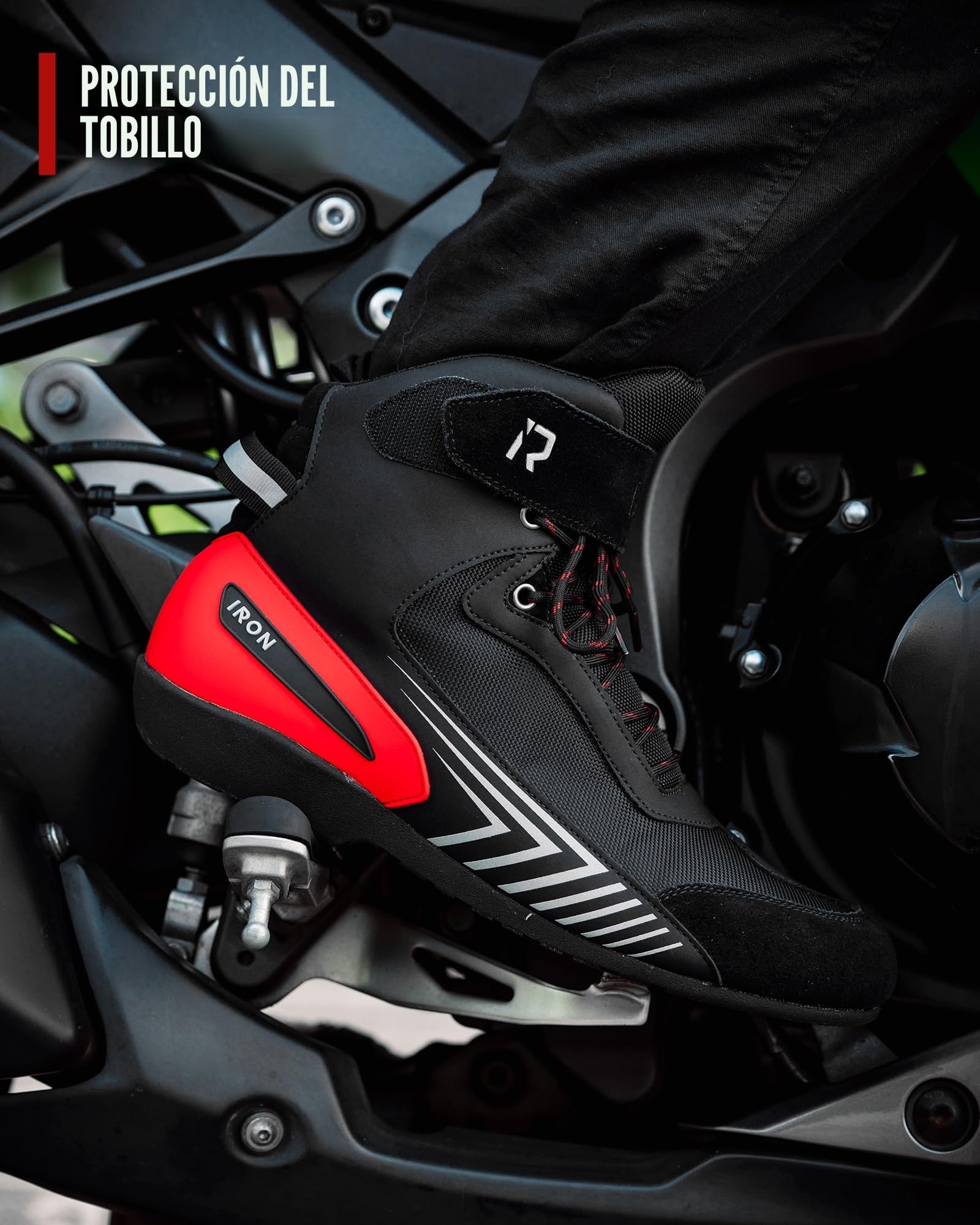 RIDEIRON Zapatos de equitación para motocicleta para hombre, botas protectoras de motocross, para deportes de potencia, informales, antideslizantes, con cremallera lateral