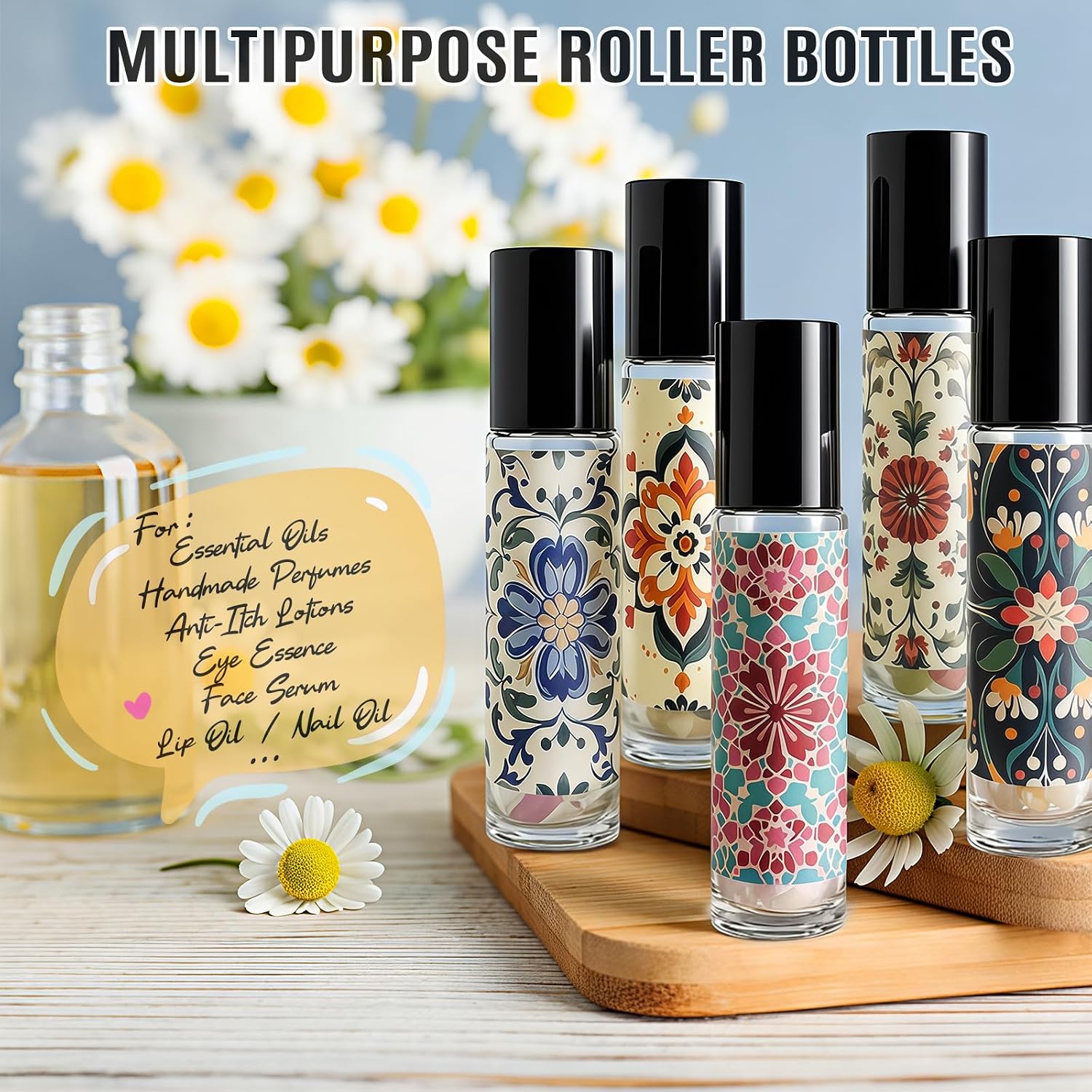 Roller Bottles for Essential Oils Roll On Bottles 10ml - 5 Pack, Clear