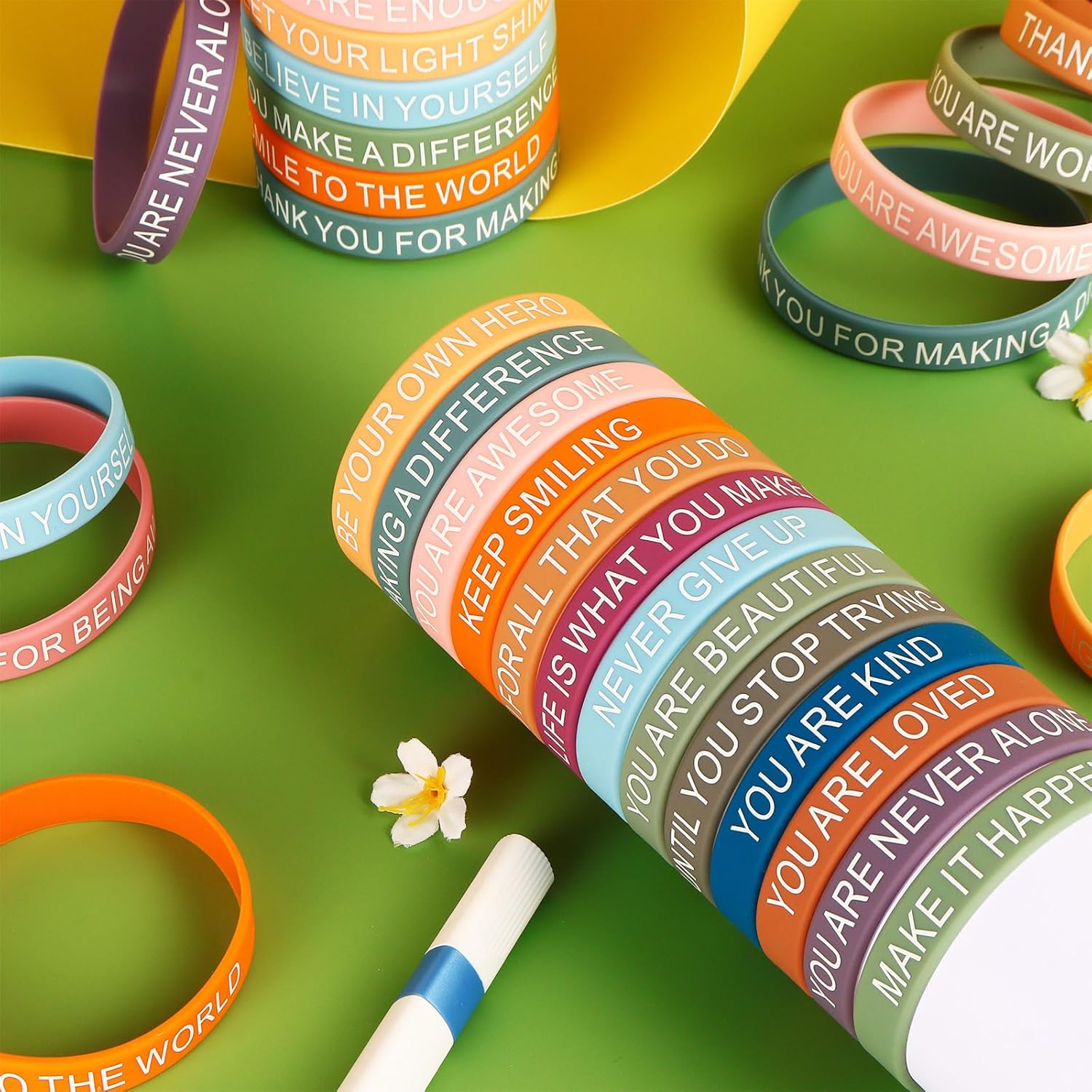 30 PCS Motivational Quote Silicone Bracelets, Inspirational Rubber Wristbands, Colorful Inspiring Silicone Bracelets for Office Classroom Rewards Gifts Party Favors Supplies - Image 4