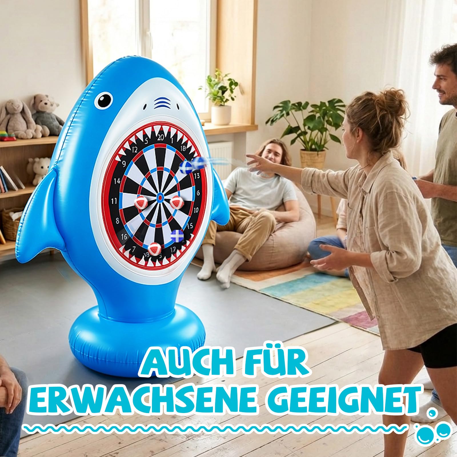 Aufblasbare Dartscheibe für Pool, Wurfspiel mit 10 Klettbällen, Wasserspielzeug für Kinder Erwachsene, Pool Spielzeug Outdoor Indoor Party Spiel Garten Strand Sommer (Ohne Beleuchtung)