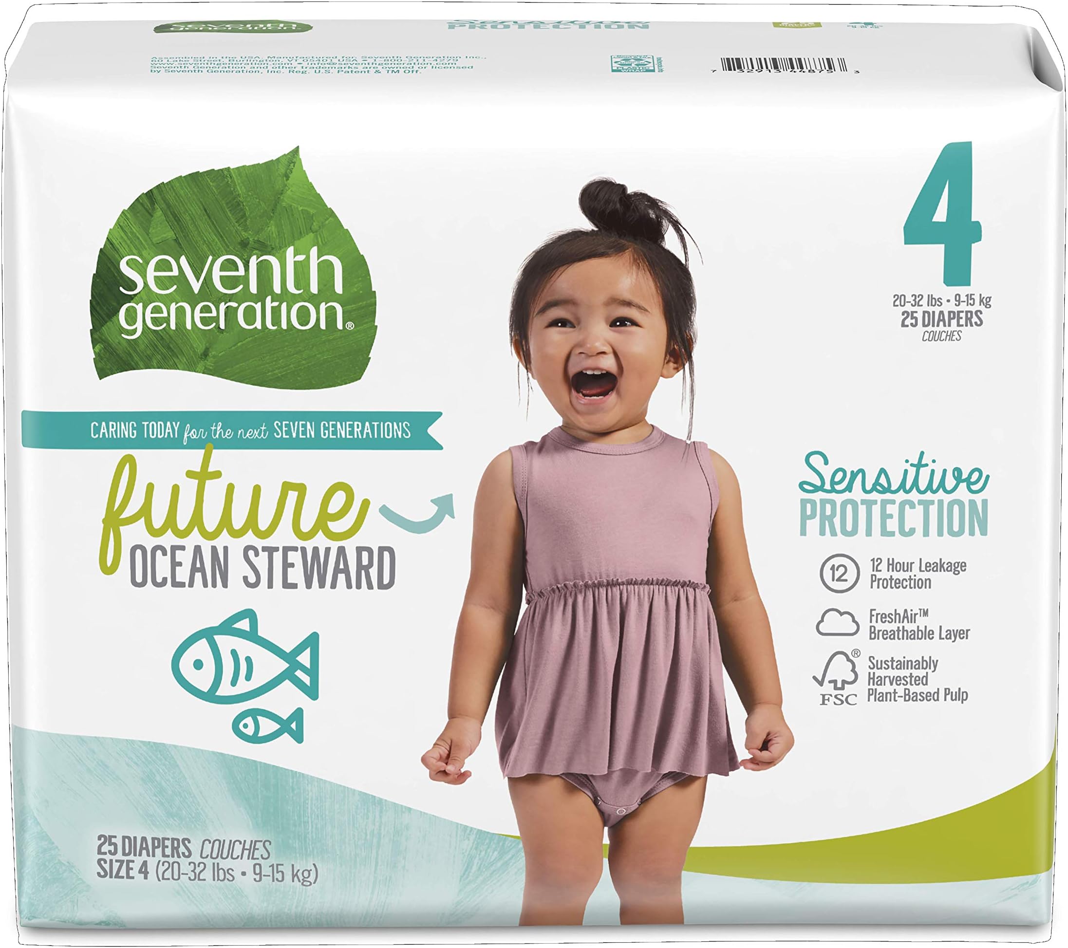 Seventh GenerationBaby Diapers, Sensitive Protection, Size 4, 25 Count