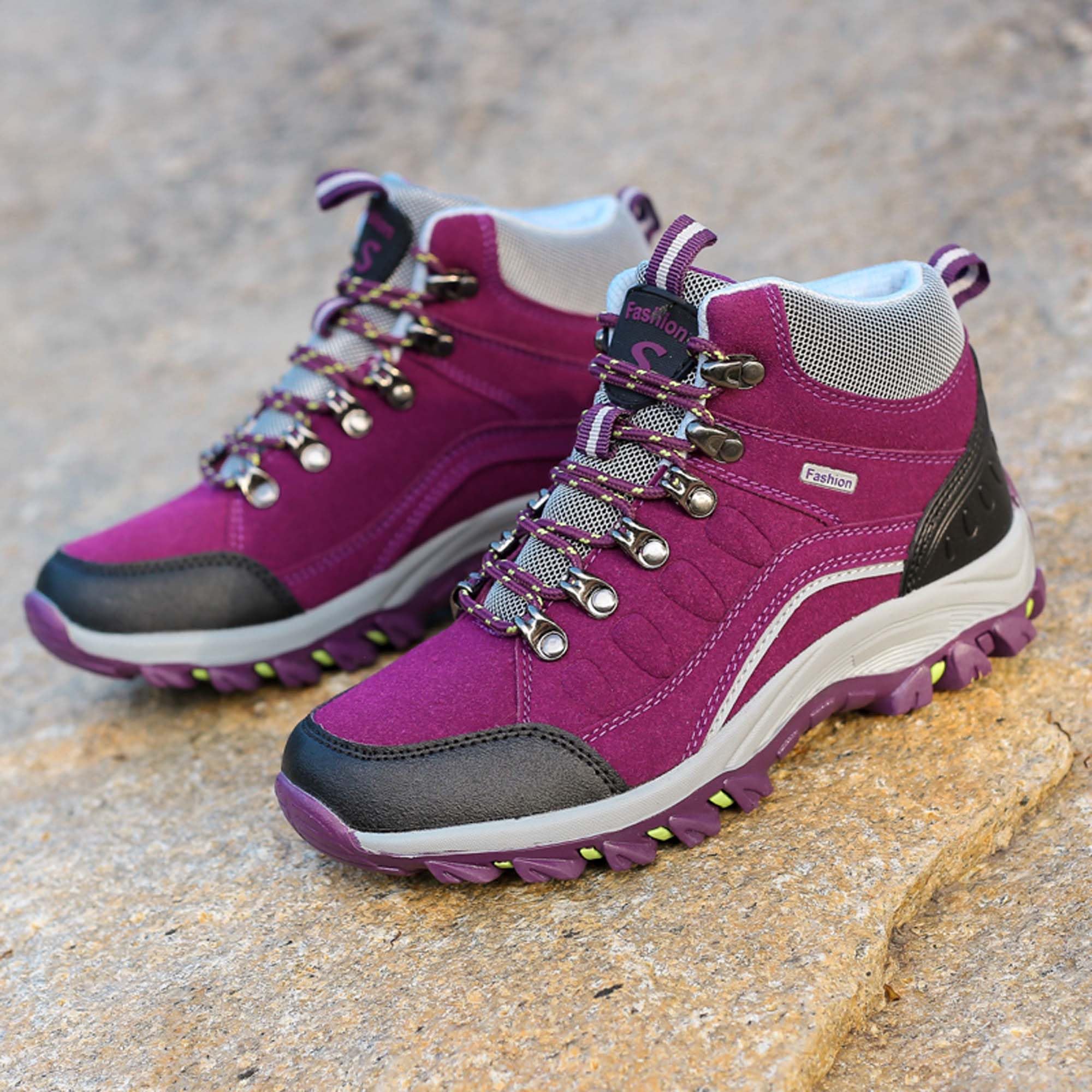 EKSMA Zimowe męskie buty turystyczne w dużych rozmiarach z pluszową izolacją, bawełna outdoorowa, w podróż, lekkie buty trekkingowe, Fioletowy, 40 EU