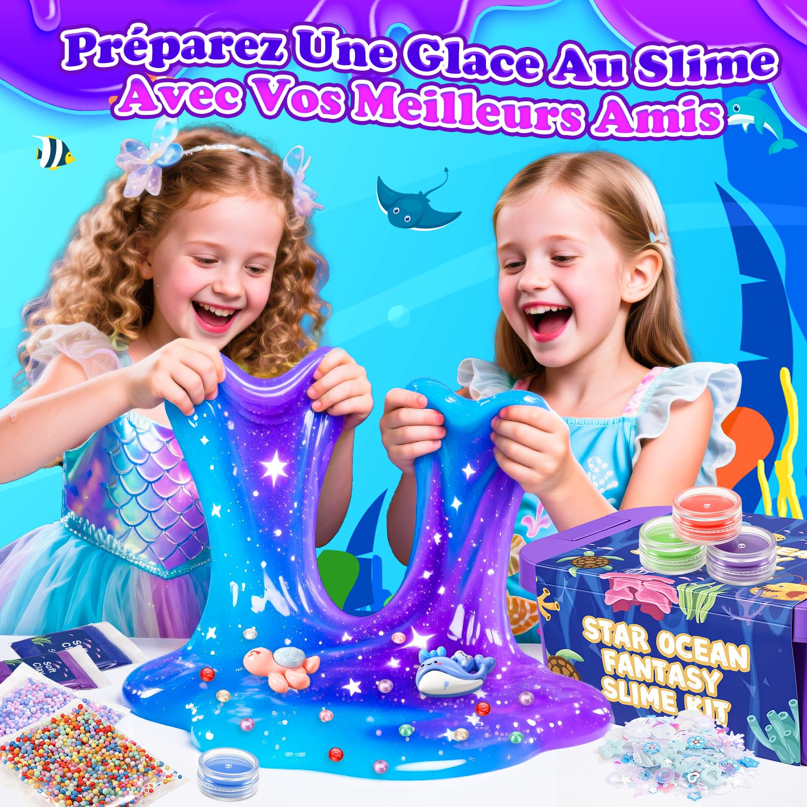 iKidiki Slime Enfant, Jouet Fille 6 7 8 9 10 11 12 Ans Galaxy Slimes Cadeau Fille 6 7 8 9 10 11 12 Ans Slime Fluffy Jouet Garcon 6-12 Ans Slimes Kit Activite Manuelle Filles 6-12 Ans
