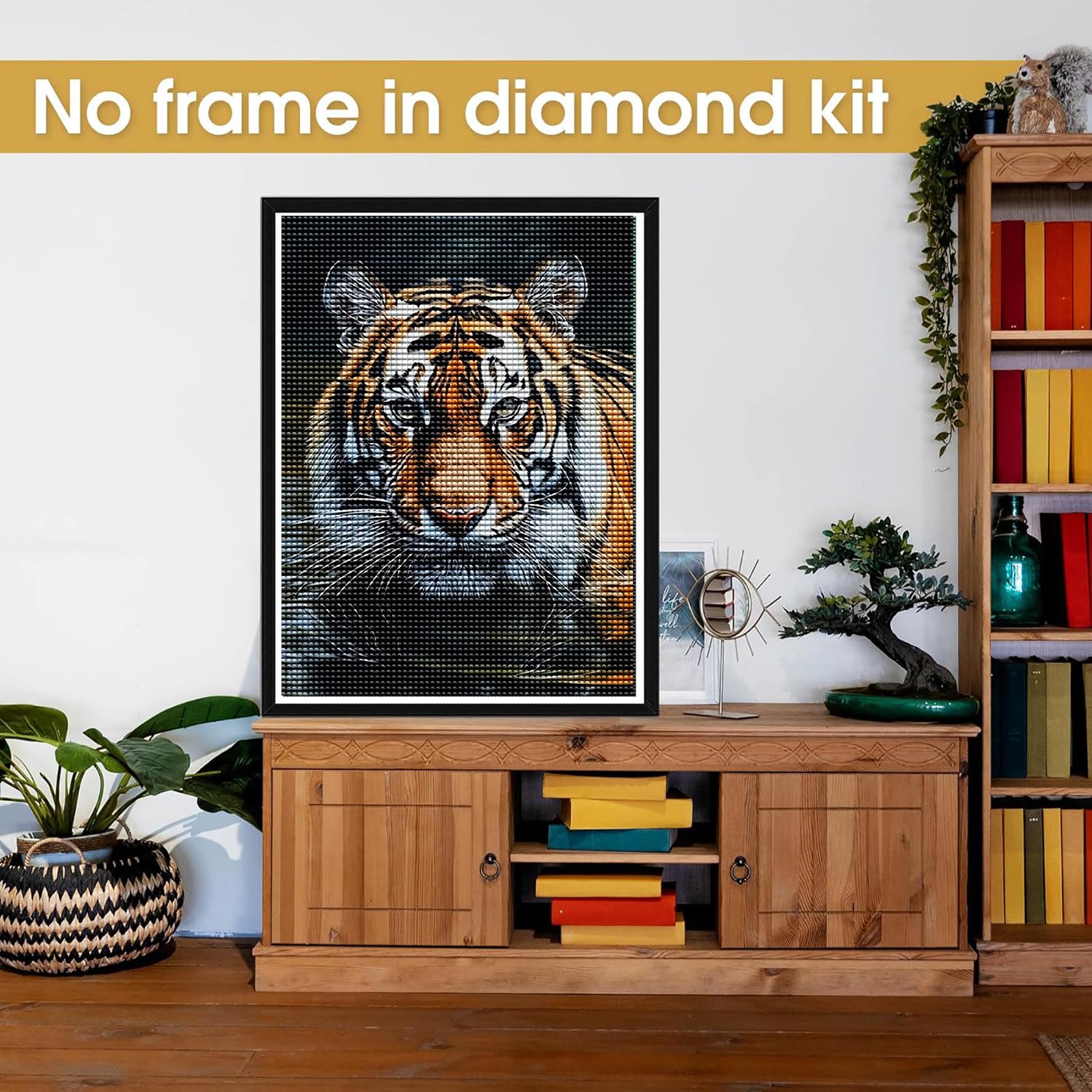 Bimkole 5D Diamond Art Kits for Adults Tiger, Full Drill Animal DIY Rhinestone Embroidery Set Paint with Diamonds Art by Number Kits Cross Stitch Home Wall Craft Decoration 12x16 Inch