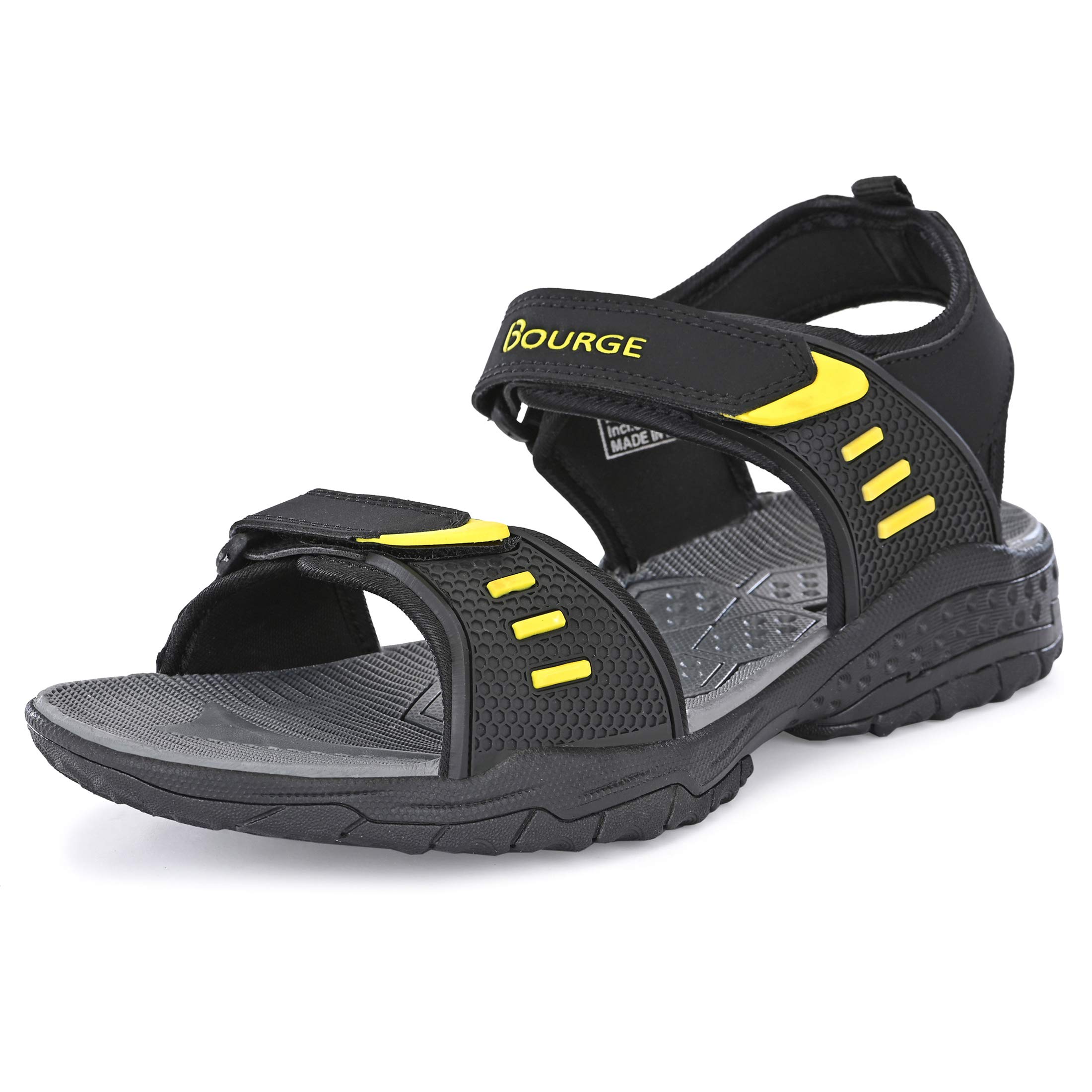 Bourge Men Garda-Z13 Black and Yellow Floaters-7 UK (41 EU) (8 US) (Grada-37) (B0843B3K7R) Amazon Price History, Amazon Price Tracker