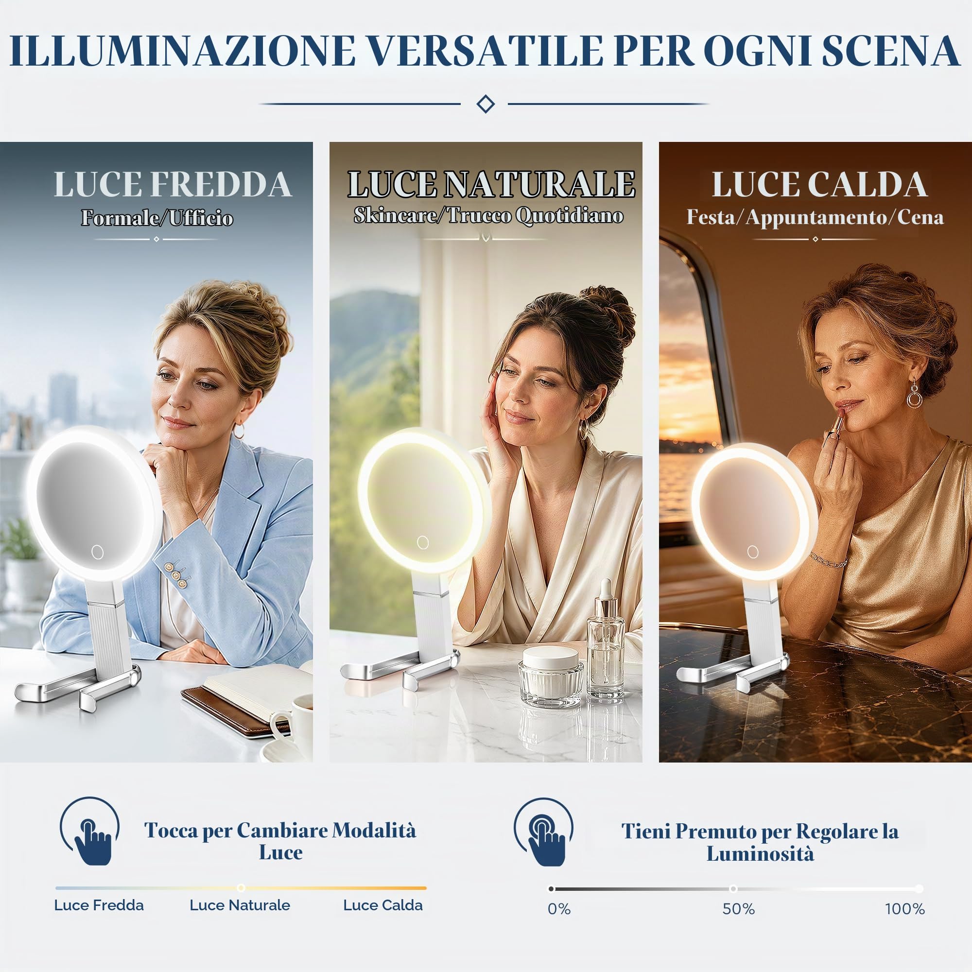 MIYADIVA Specchio Ingranditore Illuminato 1X/30X — immagine 4 di 16