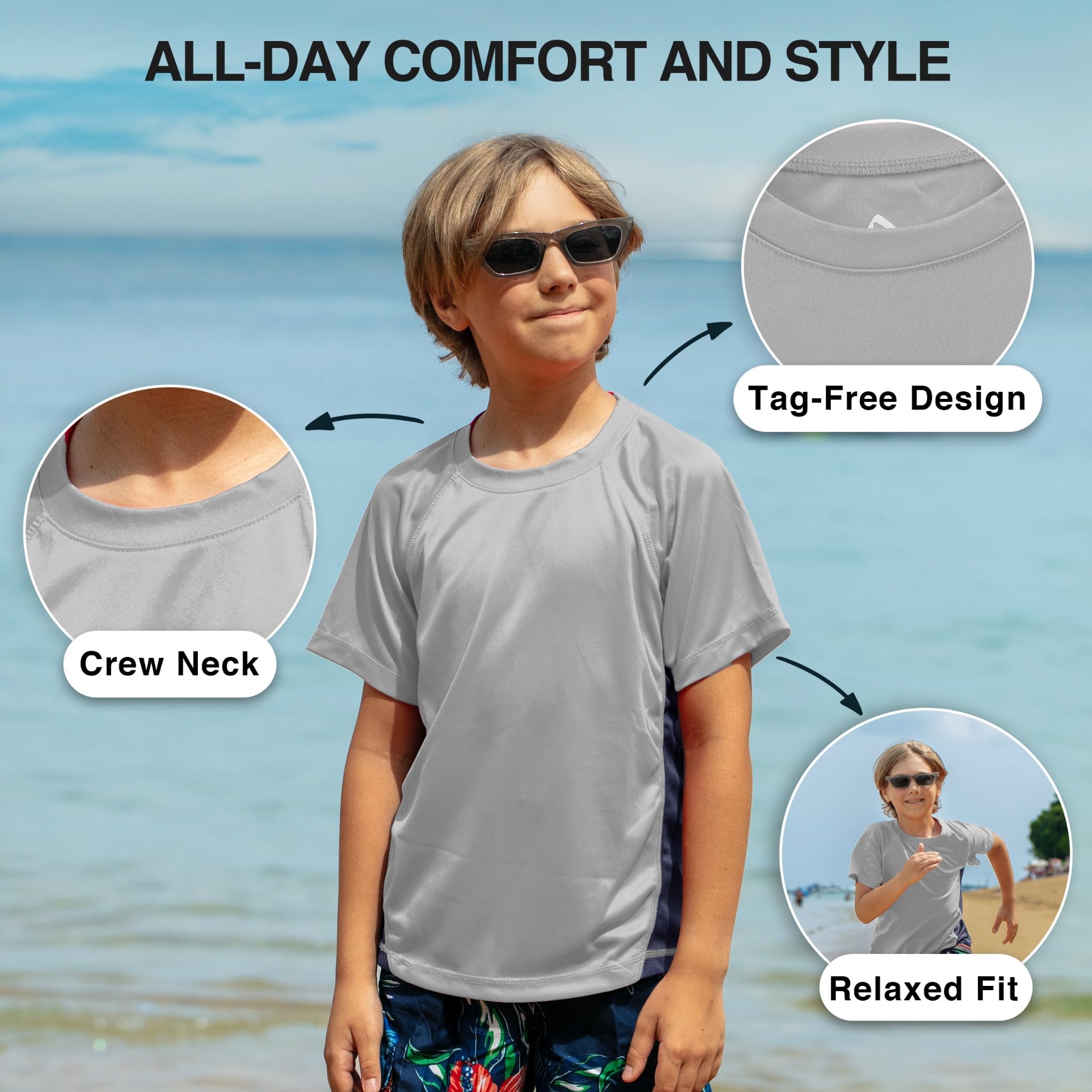Kanu Surf Boys' Color Block UPF 50+ Swim Tee
