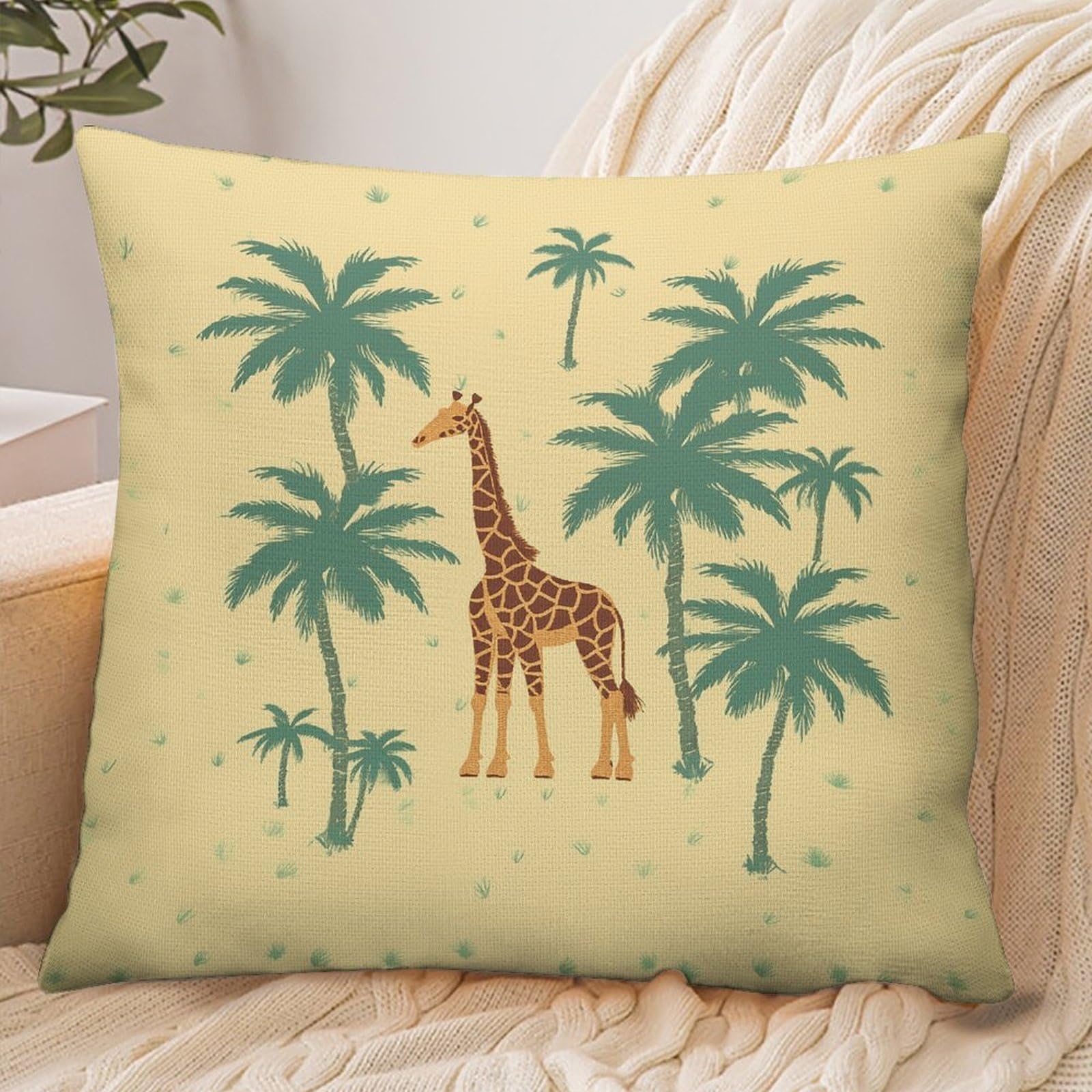 Fekiloot Style Giraffe Palm Tree Pillowcase Pillow Sham Pillow Case