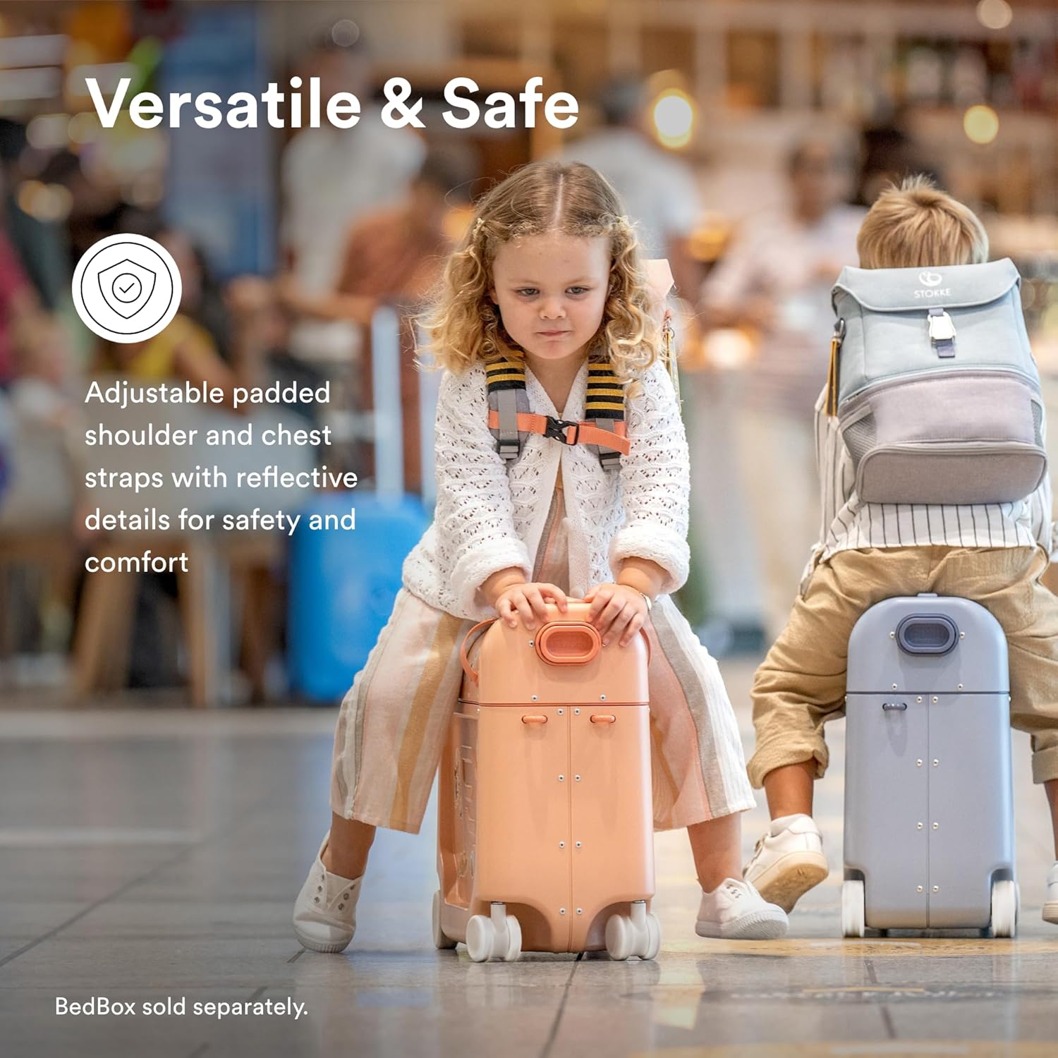 Stokke JetKids BackPack, Sea Green - Expandable Design for Kids 2-7 Years Old - Easy-to-Clean, Water Repellent Fabric - Includes Pull-Out Seat Pad, Name Tag & Detachable Captain Stripes