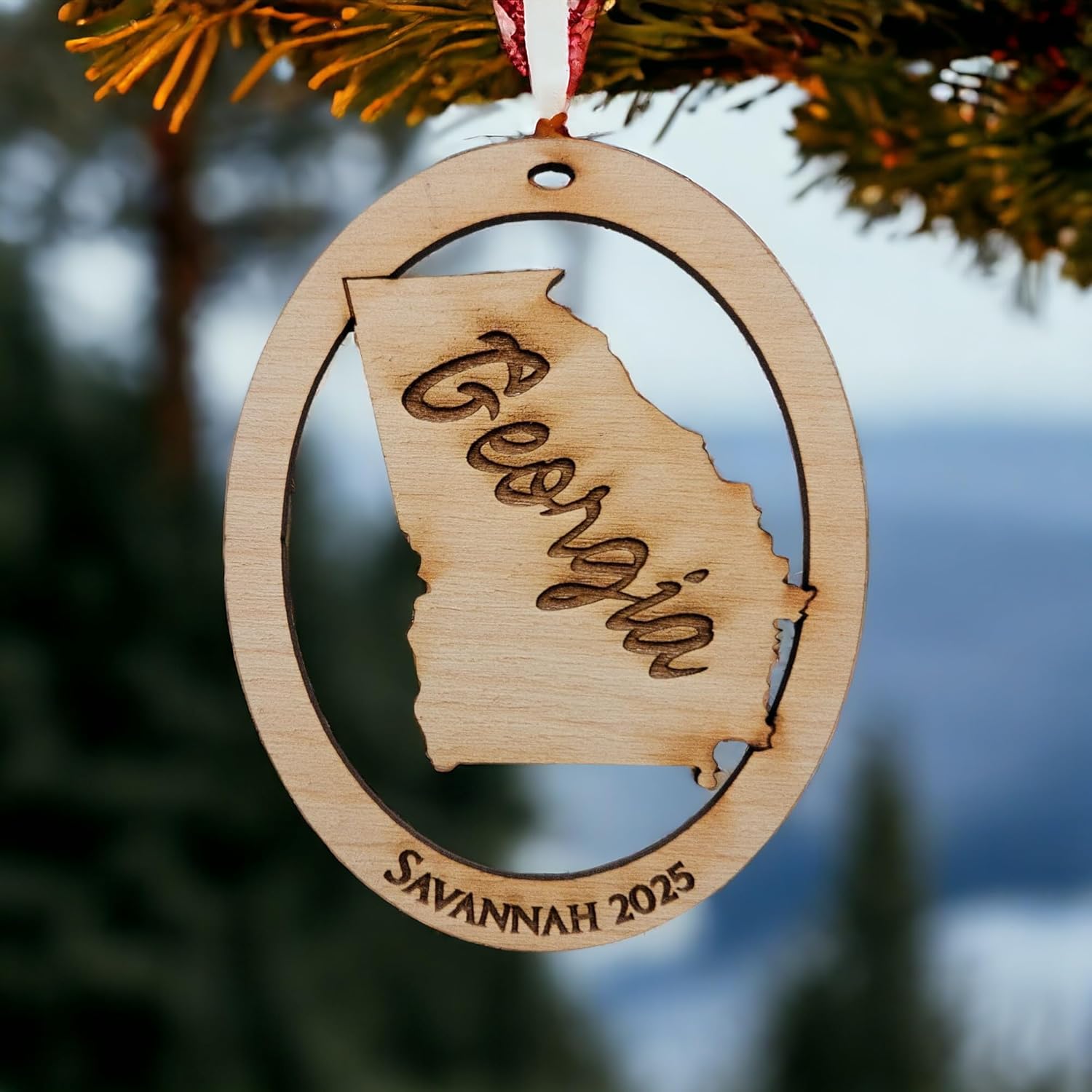 10PK Personalized Georgia Ornaments for Christmas Tree, Peach State Keepsakes, Decorations and Souvenirs