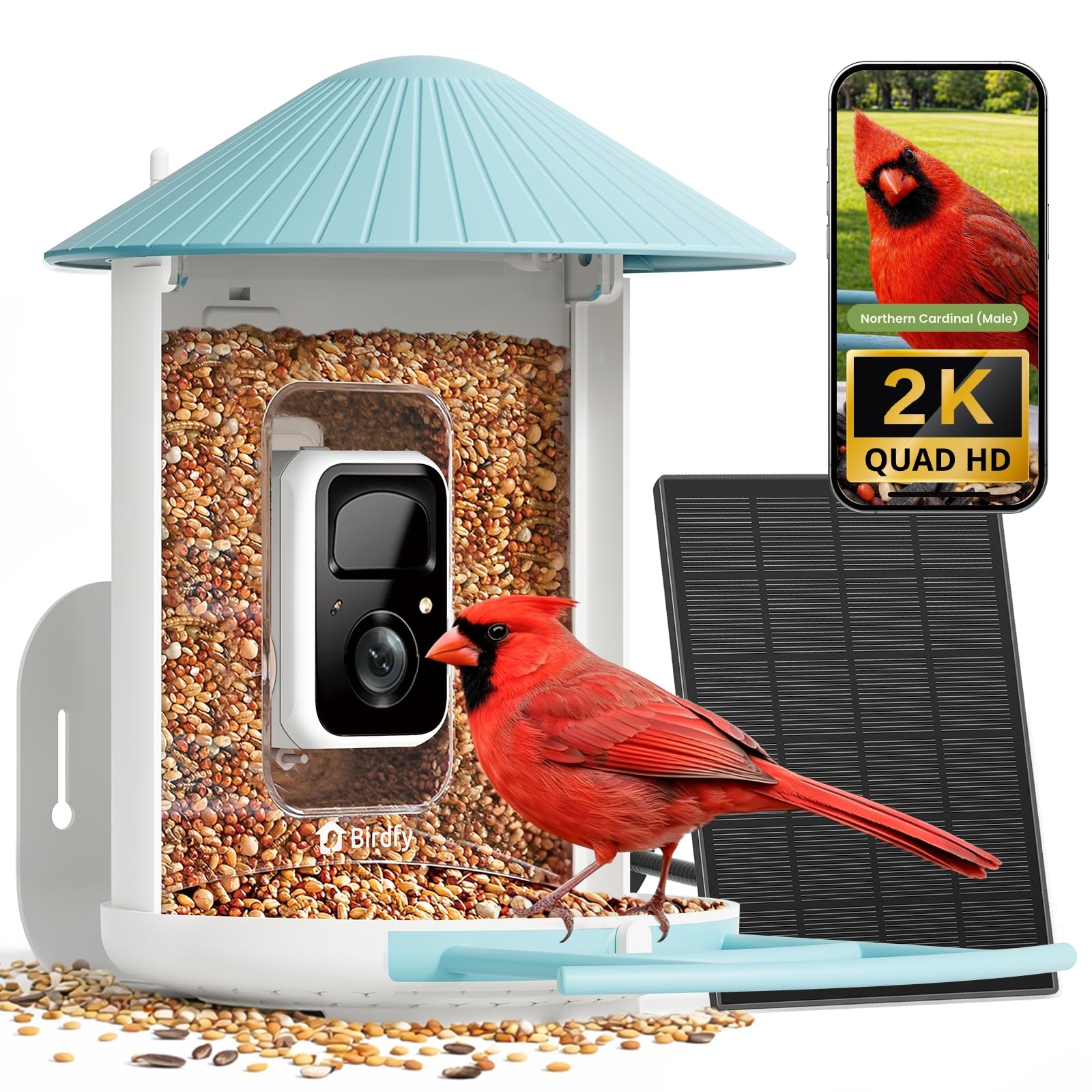 NETVUE by Birdfy Smart Bird Feeder with Camera, Bird Watching Camera, Auto Capture Bird Videos & Motion Detection, Wireless Camera Ideal Present for Bird Lover (Solar Blue)