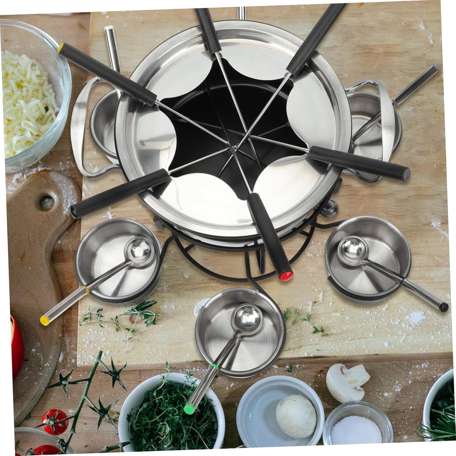 Ciieeo Stainless Steel Fondue Cooking Burner Cheese Heater Melting Pot Household Fondue