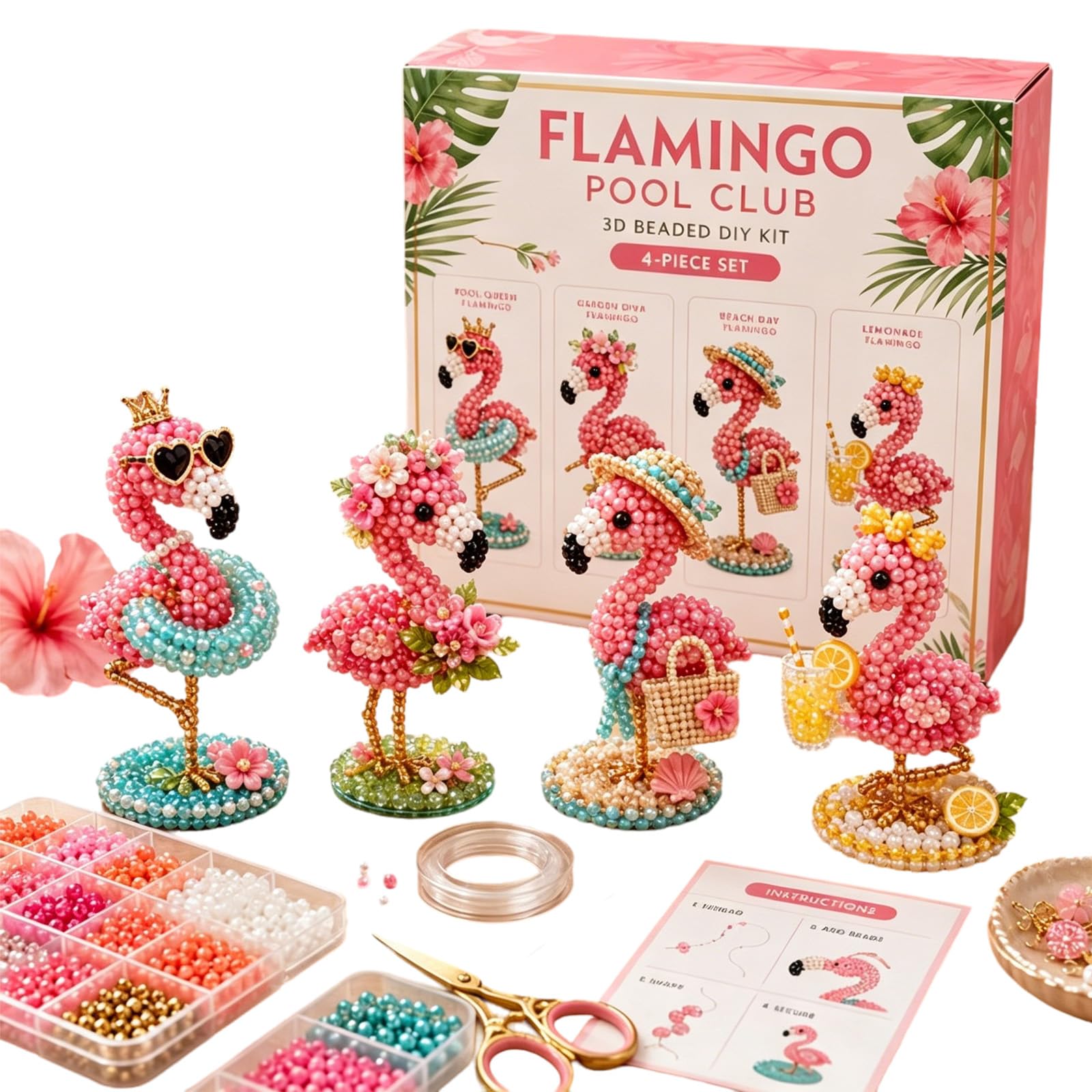 GETBSTOOP Tiny 3D Beaded Animal DIY Kit, DIY 3D Creative Bead Embroidery Kits, Cute Animals Beading Craft Set with Instructions, 3D Animal Themed Beadwork Kit for Beginners & Craft Enthusiasts