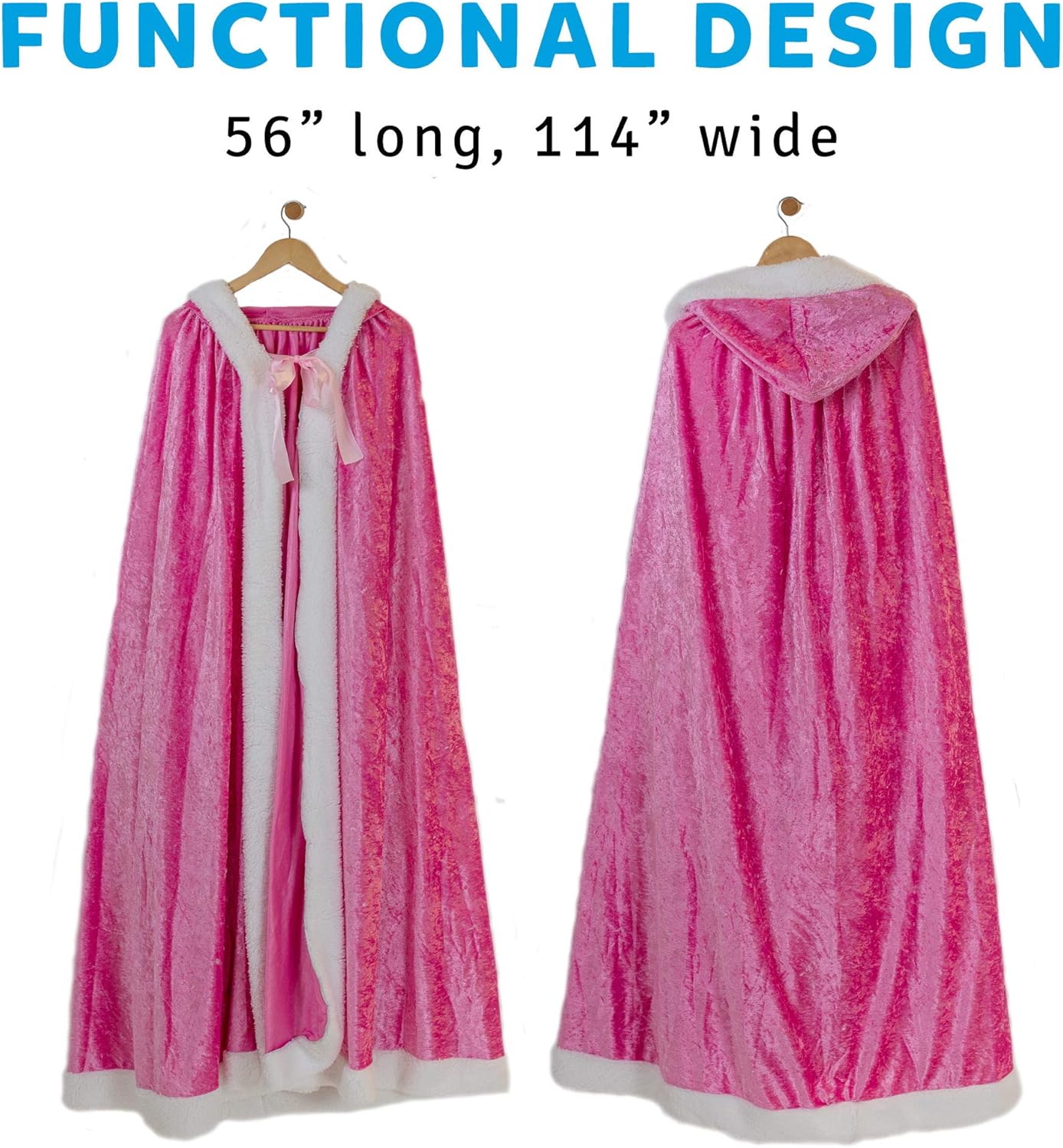 Everfan Adult Princess Hooded Cloak | Costume White Sherpa Faux Fur Trimmed Hooded Cape for Men and Women