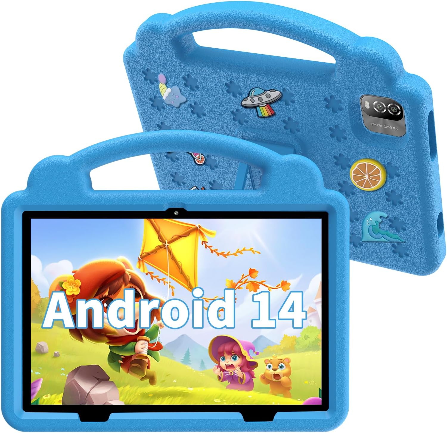 VASOUN Kids Tablet 10 Inch Android 14,6GB RAM 64GB ROM (1TB TF), Tablets for Kid with Parental Control,WiFi, Bluetooth,6000 mAh,Pre-installed Apps,Tablet with Dual Camera-Blue