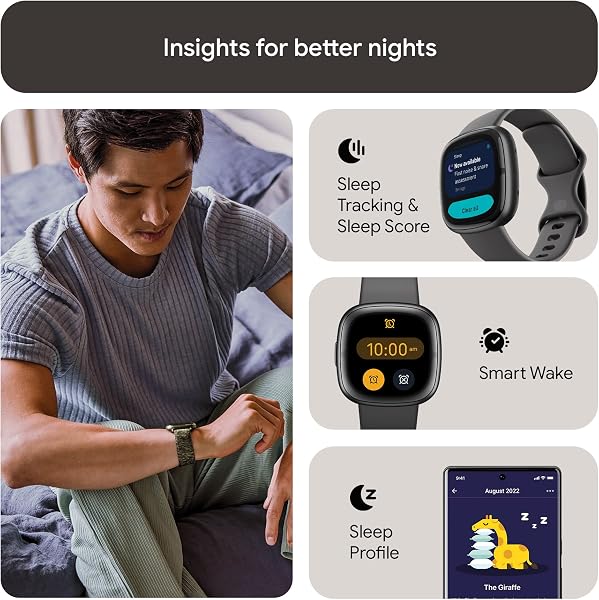 Google Fitbit Sense 2 Advanced Health and Fitness Smartwatch with Tools To Manage Stress and Sleep, Ecg App, Spo2, 24/7 Heart Rate and Gps, Shadow Grey/Graphite, One Size (S and L Bands Included) - 4