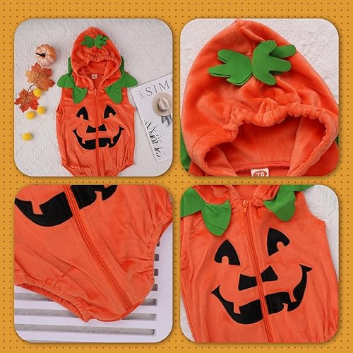 Miniatura 6 de SAVITA Lindo disfraz de calabaza de Halloween para bebé, disfraz de calabaza de Halloween para niños, disfraces de Halloween para decoraciones de