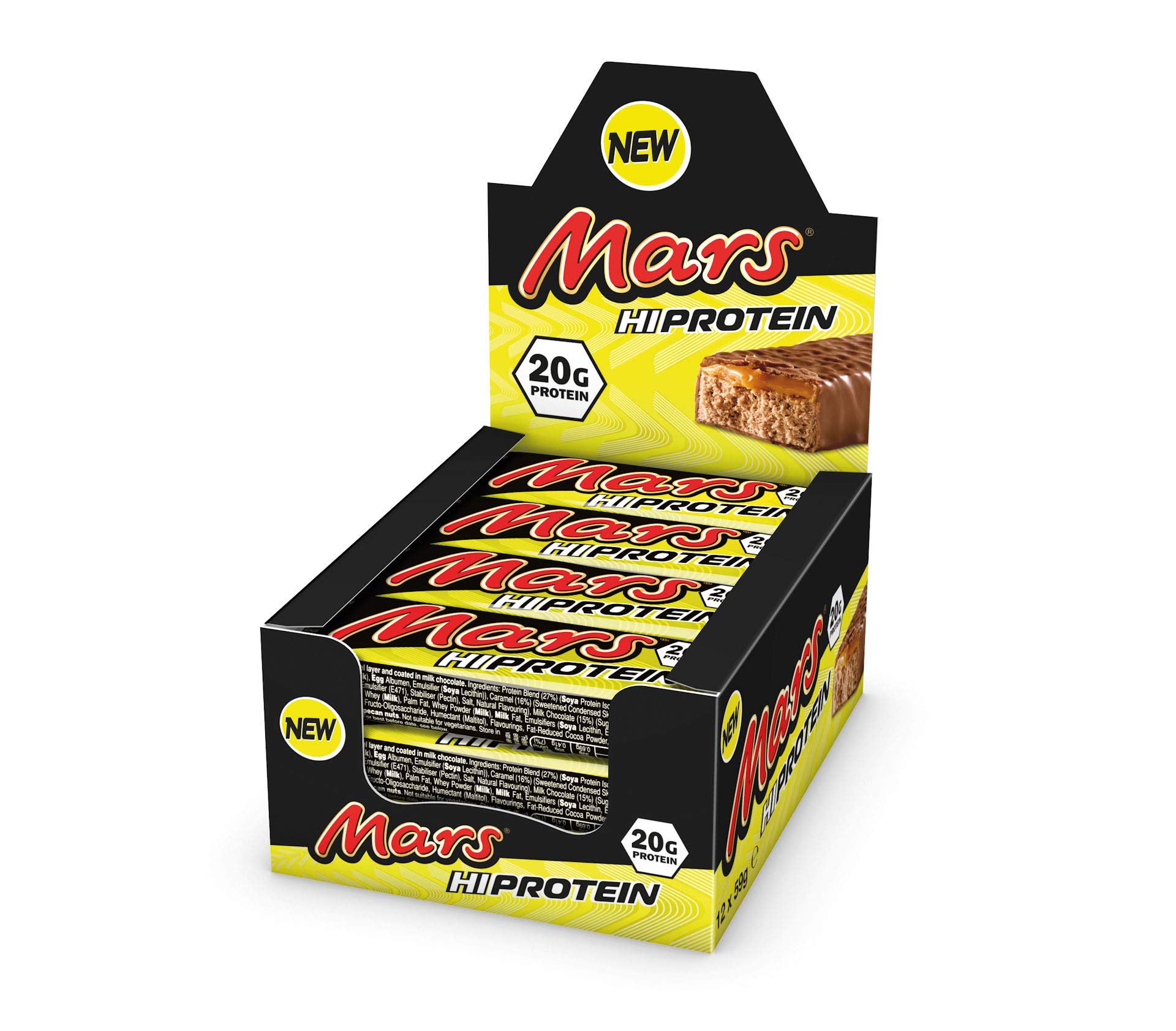 Mars Hi Protein Bar (12 x 59g) High Protein Energy Snack with Caramel