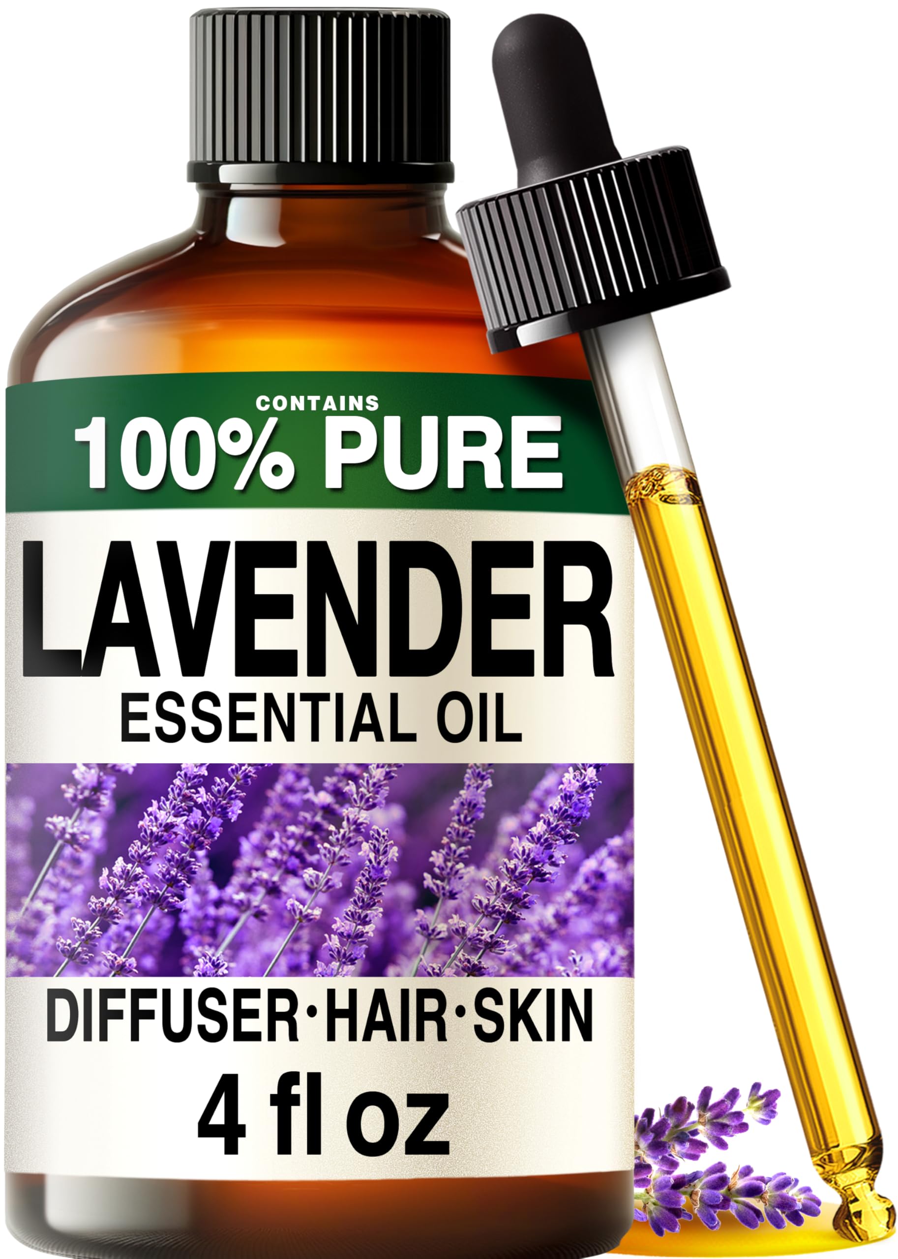 Kukka 100% Pure Lavender Essential Oil for Skin, Diffuser, 4 Fl Oz