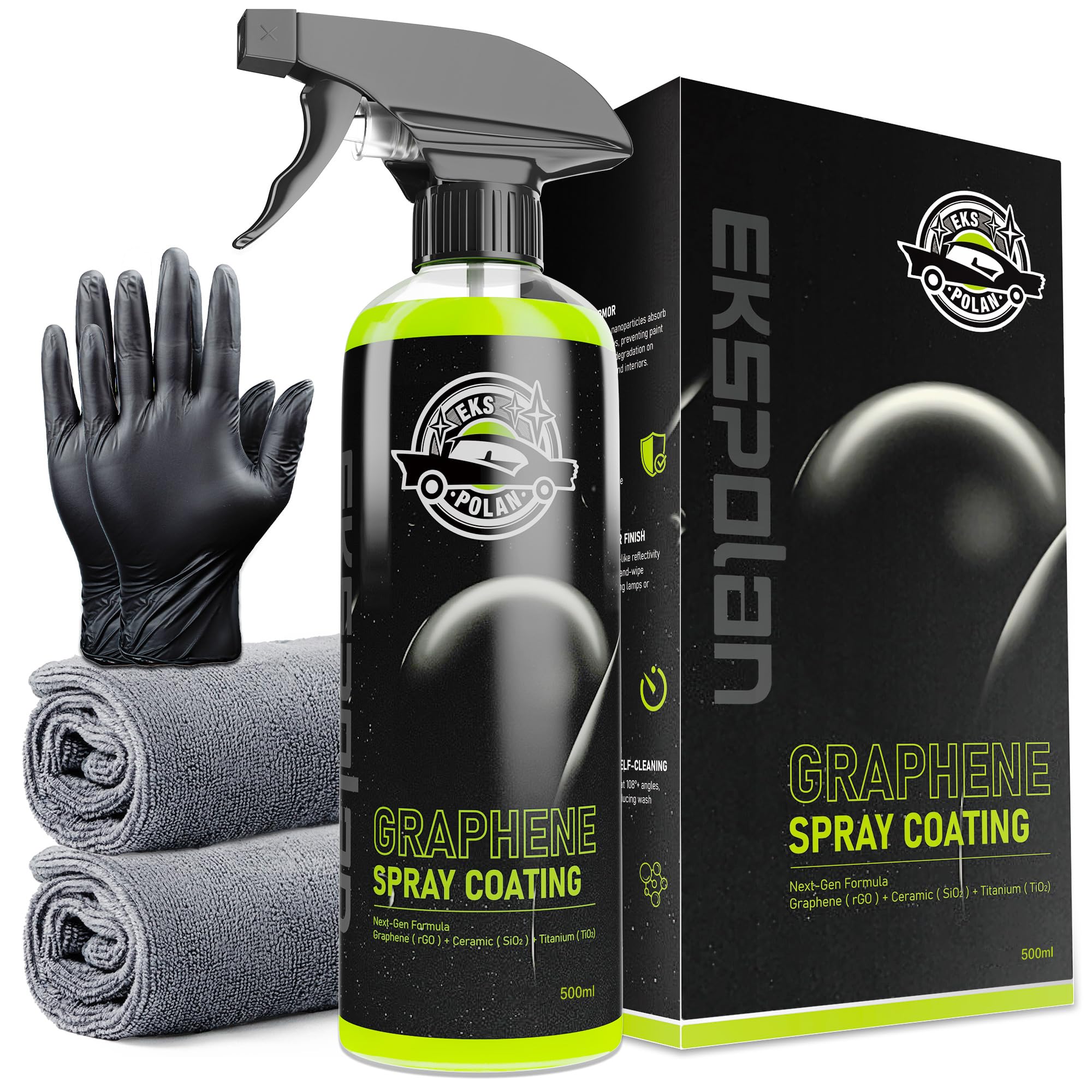 Graphene Spray Coating(16.9 Oz.) - UV Ceramic Coating for Cars -3-in-1Next Gen Car Wax Spray for Cars for Incredibly Slick, Glossy Finish- Waterless Wash & Wax
