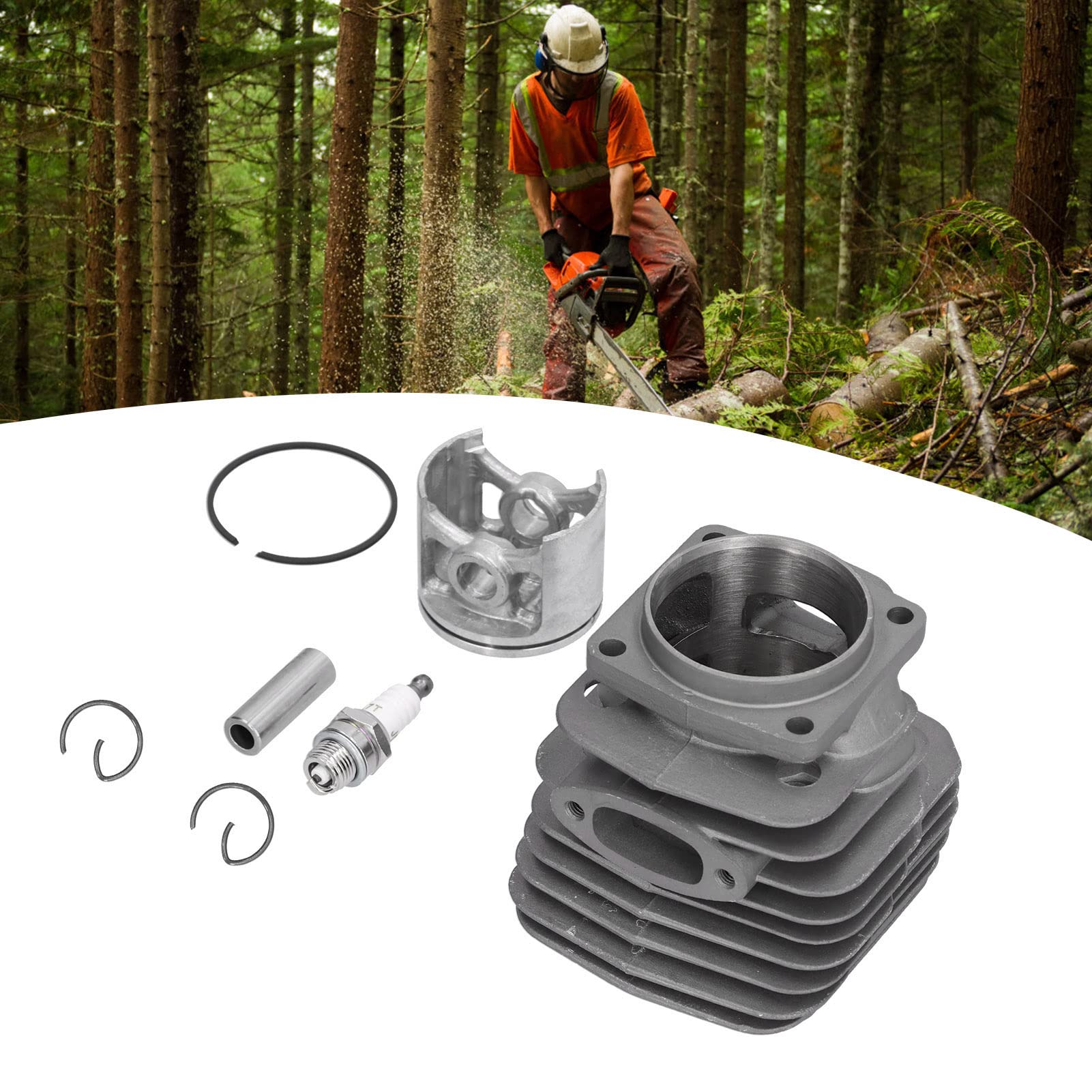 Zestaw tłoka głowicy cylindrów 54 mm Sworzeń pierścieniowy Akcesoria do pił łańcuchowych Zamiennik dla piły łańcuchowej 288XP 181 281 288 Stop aluminium o wysokiej zawartości