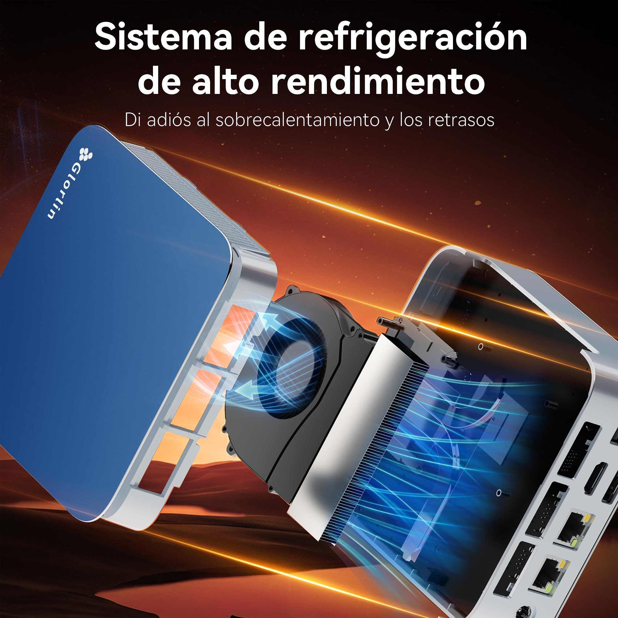 Glorlin Mini PC, АMD Ryzen 7 6800H (hasta 4,7 GHz), 16 GB RAM 512 GB SSD