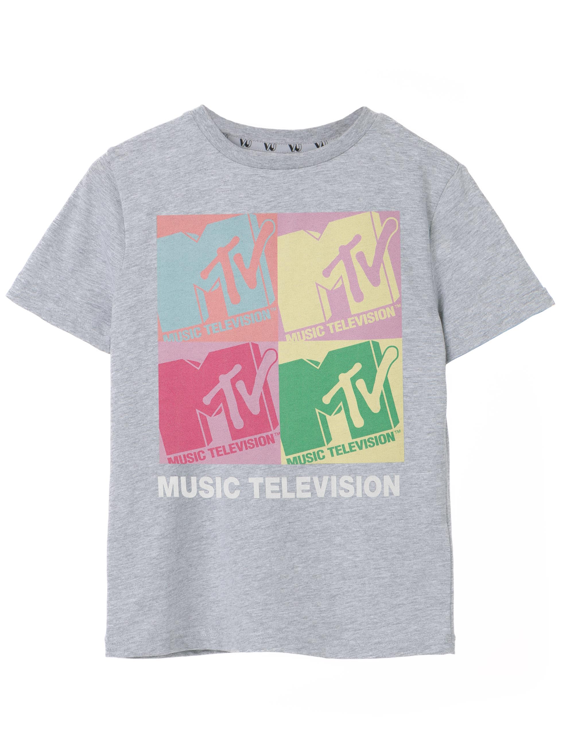 Mtv Girls Grey Colour Block Short Sleeved T-Shirt | Playful Design | Vibrant Graphics | Fun And Stylish | Iconic Brand | Comfortable Fit | ' Fashion | Kids Top