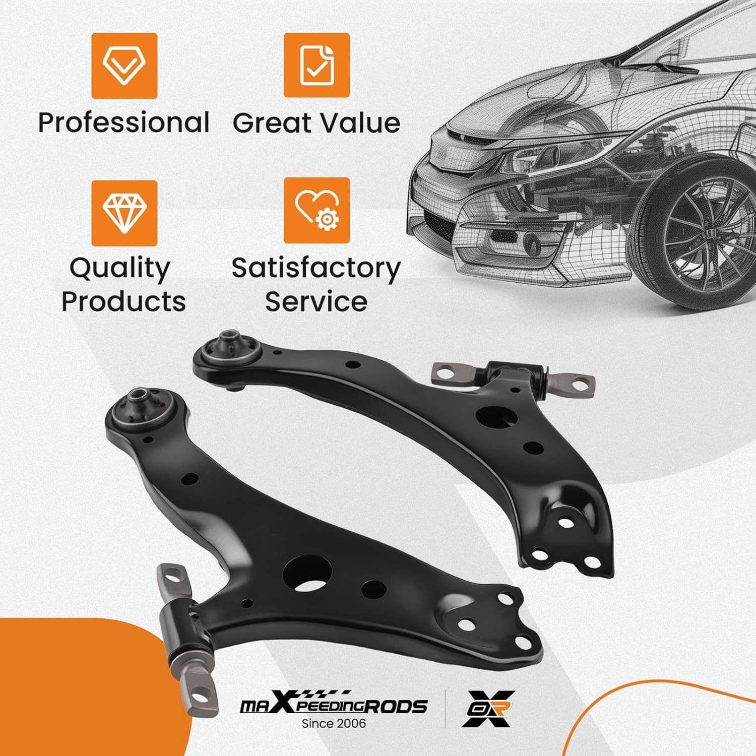 maXpeedingrods K620333 K620334 Front Lower Control Arm with Ball Joint for Toyota Camry 2002-2017 Toyota Highlander 2001-2007 Avalon 2005-2018 Solara 2004-2008, for Lexus ES300 ES330 ES350 RX330 RX350