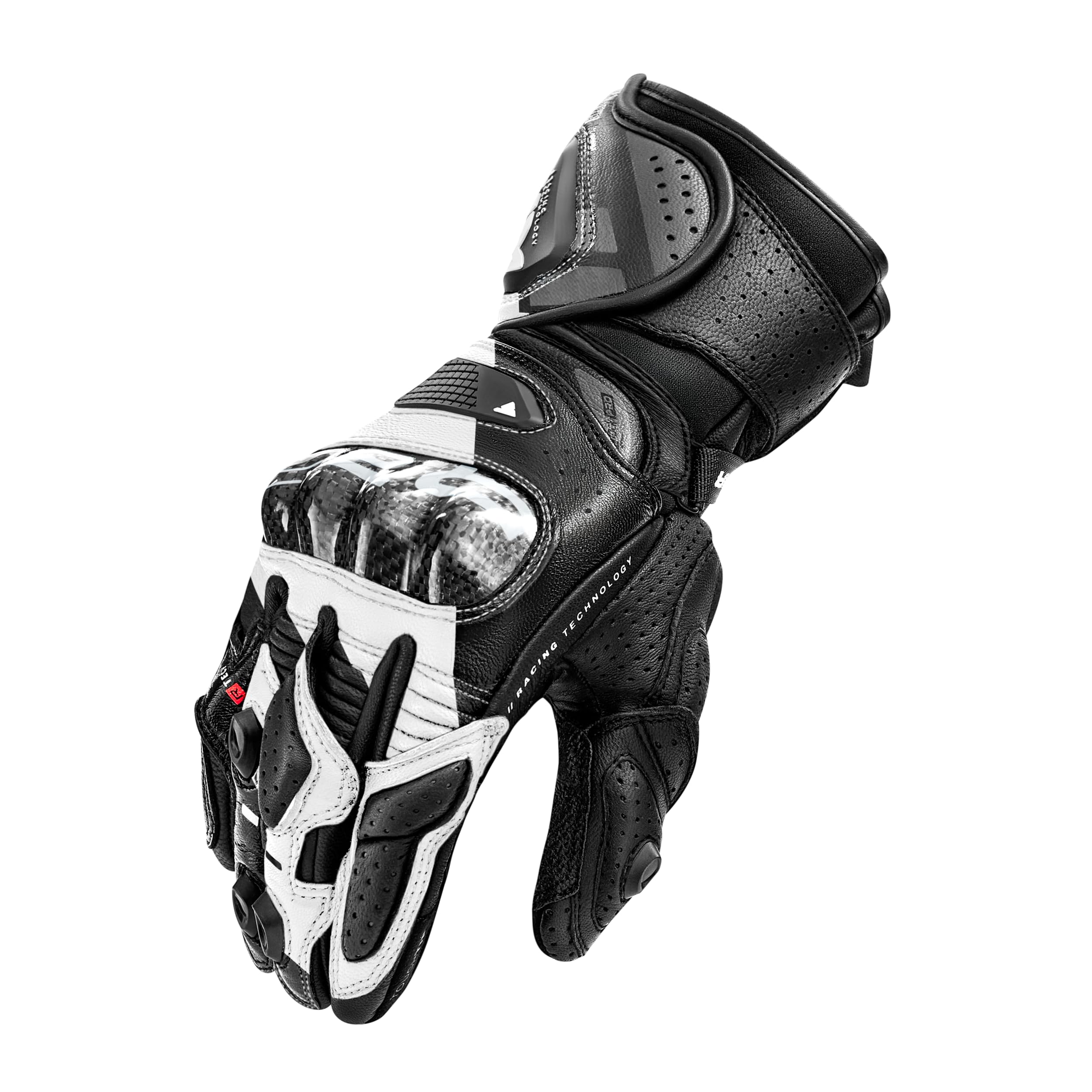 SHIMA RS-3 Motorrad Handschuhe Herren Leder Lange Sommer Motorradhandschuhe Schutz Touchscreen Touren Lederhandschuhe Motorcycle Belüftet Verstärkt Scheibenwischer (Männer, Weiß, 3XL)
