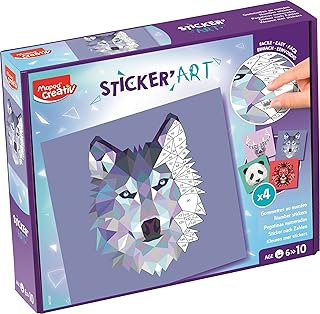 Maped Creativ - Sticker'Art - Activité de Gommettes au Numéro, + de 400 Gommettes pour Créer des Images d'animaux en Origami - Activité Créative, Réflexion et Concentration - Dès 6 Ans
