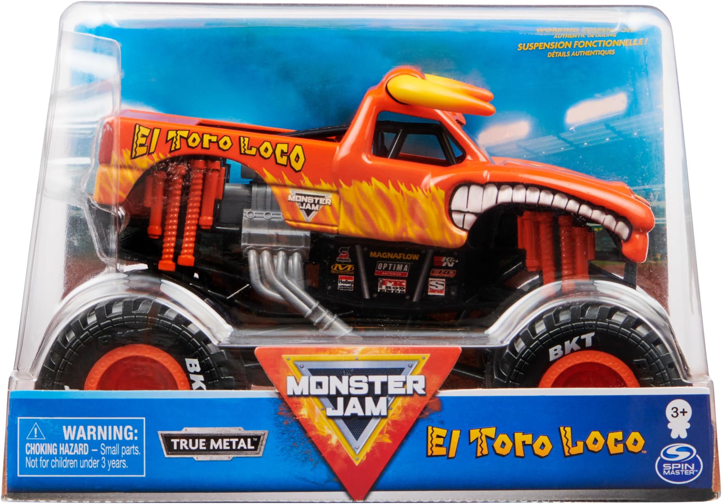 Official Monster Truck - El Toro Loco 1:24 Scale Die-Cast Vehicle - Chrome Rims and Tires For All Playsets - Collectible For Fans & Parties