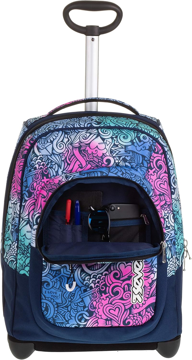 Seven Trolley Fit Scuola, Pink Shade, Blu e Rosa, 2in 1 con Spallacci Uso Zaino con Cross-Over System, Scuola Viaggio, Bambine e Ragazze