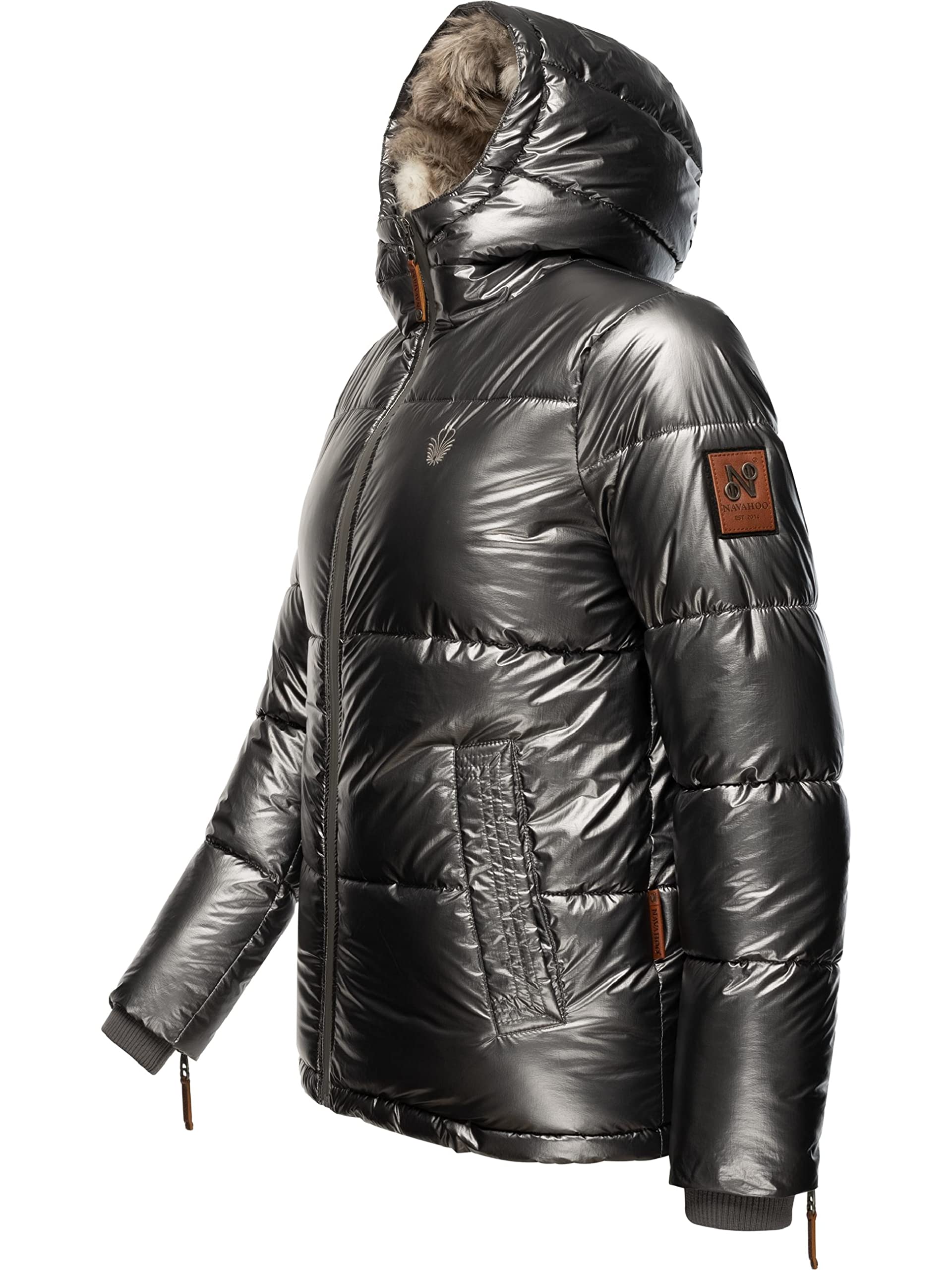 Navahoo Tikunaa - Chaqueta de invierno para mujer, con capucha de piel sintética, tallas XS-XL