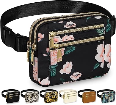 Capolo Fanny Packs for Women 4 Zip Pocket Crossbody Belt Bag Waist Bags