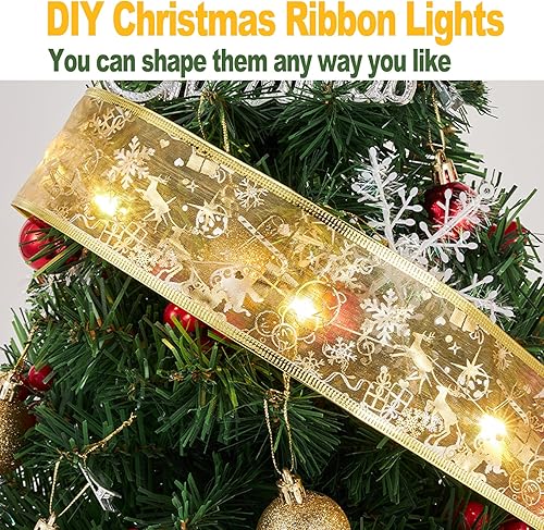 Miniatura 7 de Decoraciones para árbol de Navidad, 2.5 pulgadas x 32.8 pies, 100 luces LED para árbol de Navidad con temporizador, funciona con batería y USB, 8