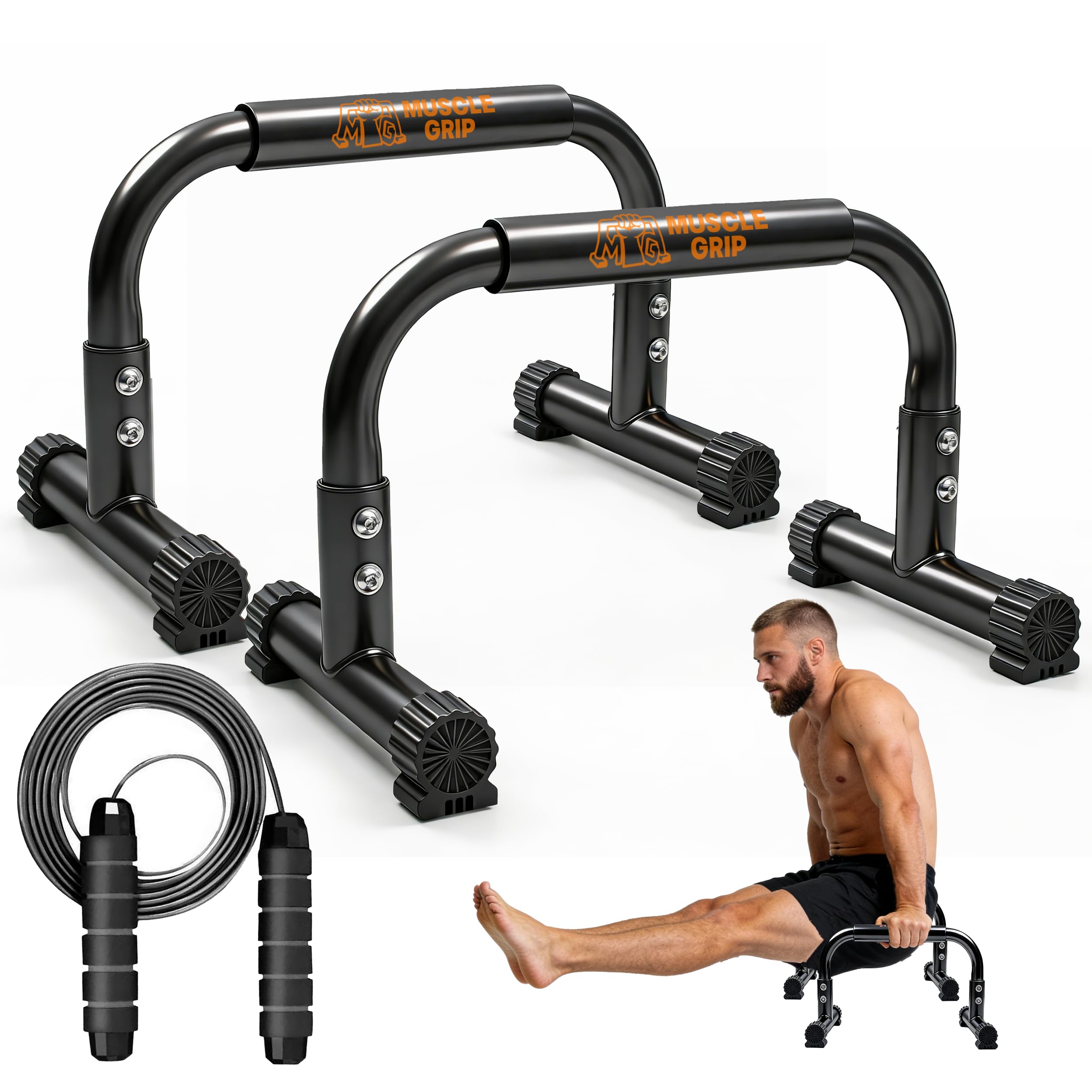 Parallettes Bars, barras de acero para hacer flexiones de brazos en alto, calistenia y dip bars, barras de calistenia y soporte para flexiones para ejercicios en el suelo; equipo de calistenia.-image-28