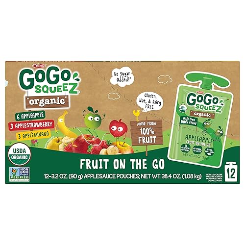 Miniatura 4 de GoGo squeeZ Fruit on the Go - Paquete variado orgánico de manzana, fresa y plátano, 3.2 onzas (paquete de 12), aperitivos orgánicos sin azúcar
