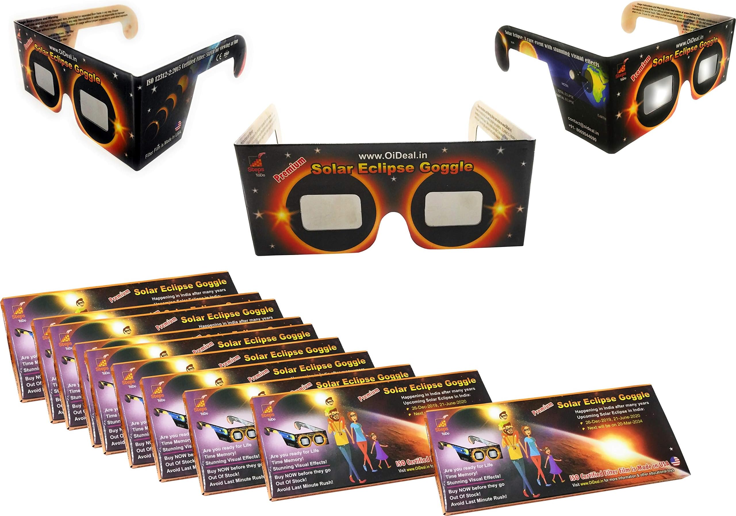 StepsToDo Prime Solar Eclipse Viewer Goggle Pack of 10
