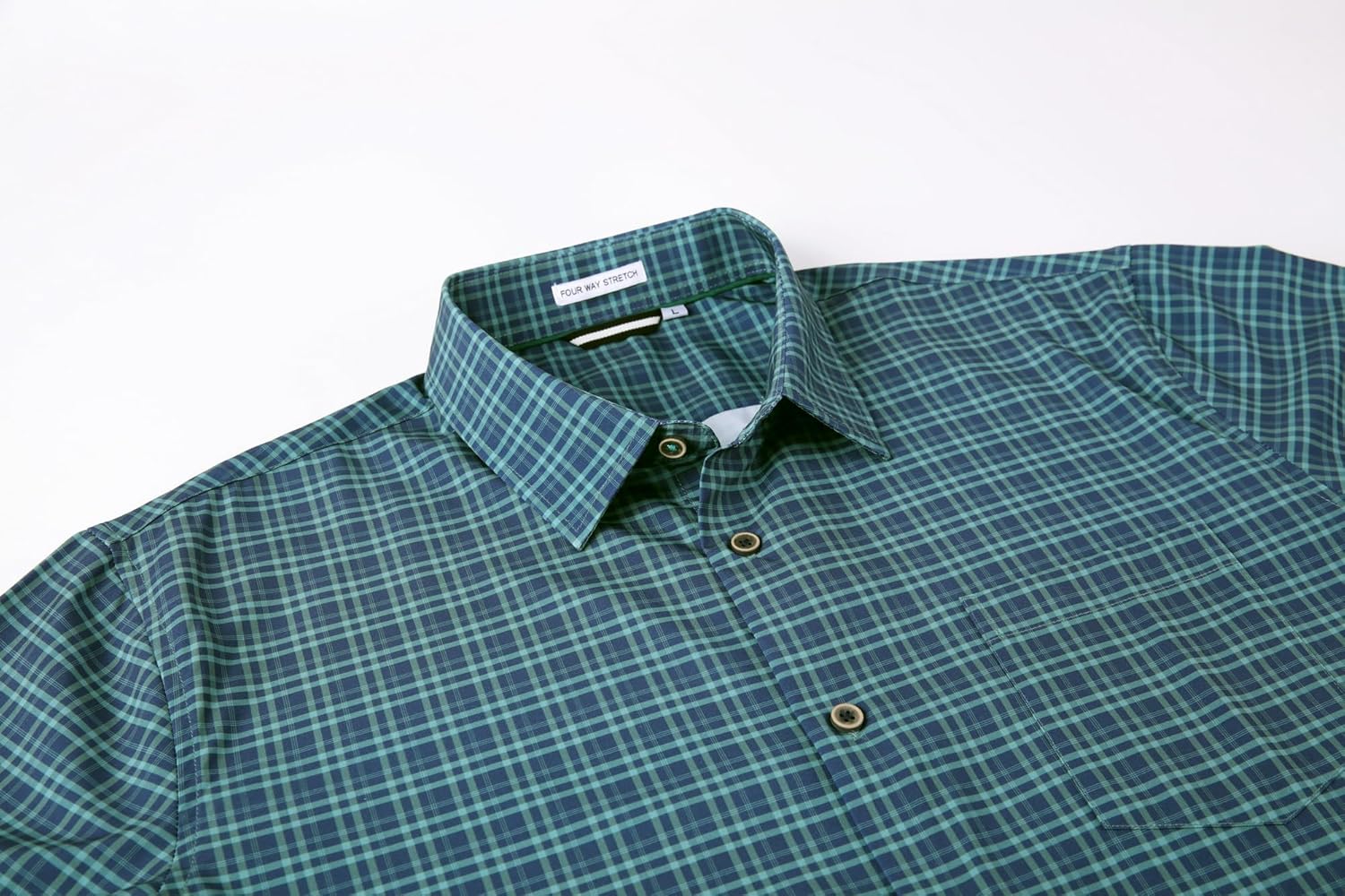 Alex Vando Mens Button Down Shirts Wrinkle Free 4-Way Stretch Short Sleeve Business Casual Shirt - Image 3