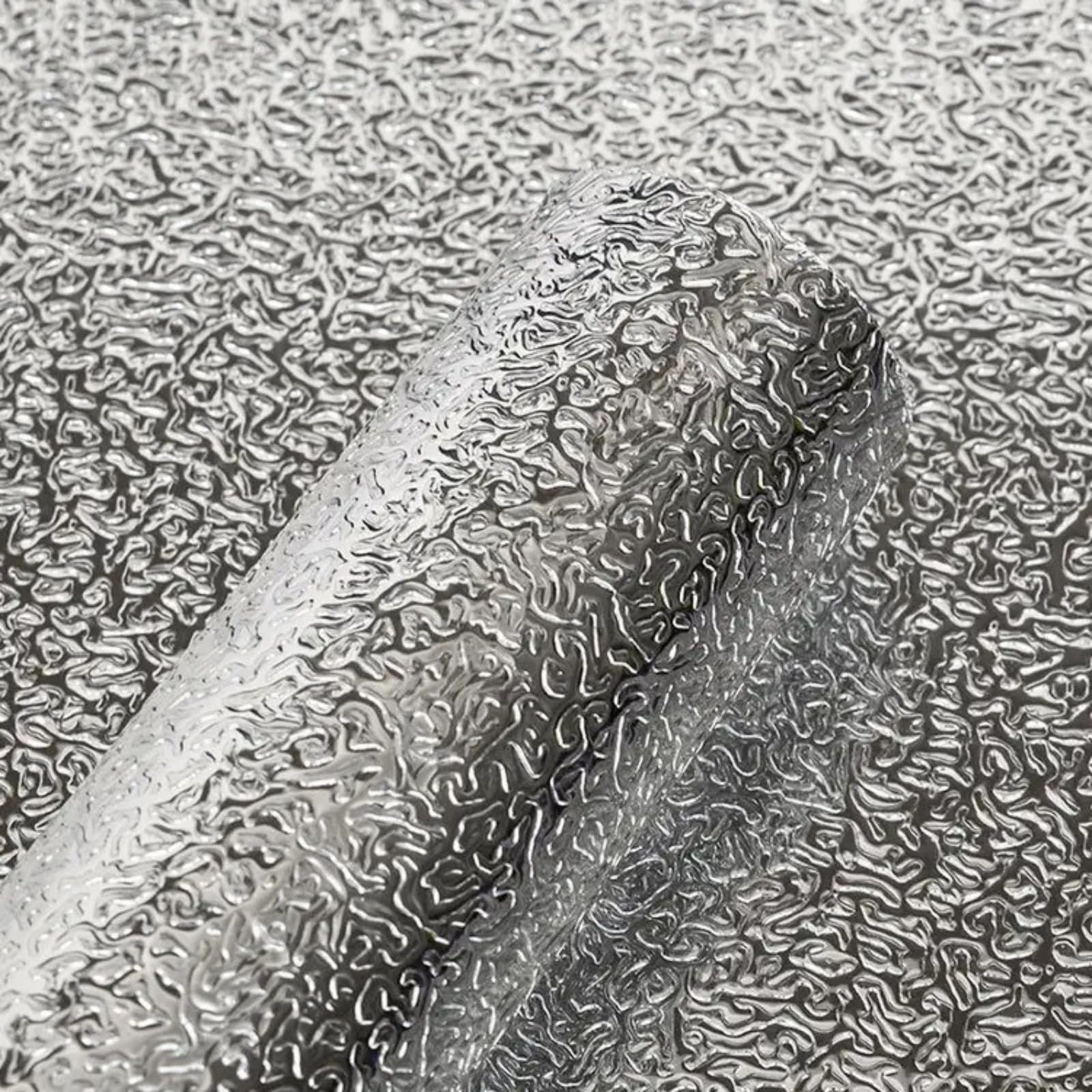 Stainless Steel Kitchen Oil-Proof Adhesive Wallpaper Roll,Waterproof Self-Adhesive Aluminum Foil Contact Paper,Heat Resistant Peel and Stick Covering for Countertops,Cabinets&Backsplash (B,40cm*5M)