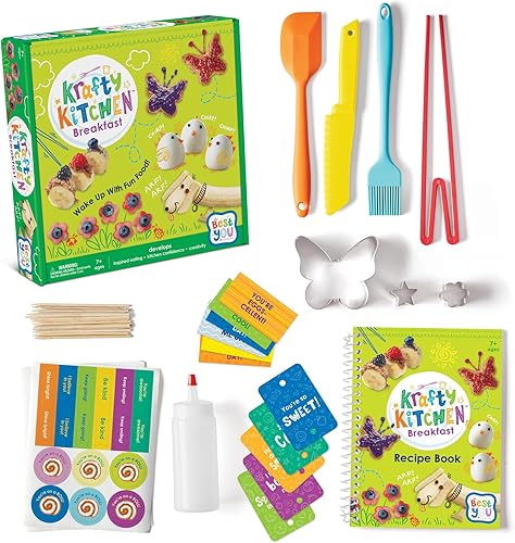 MindWare Best You Krafty - Kit de desayuno de cocina real para niños de 7 años en adelante, incluye 13 recetas, herramientas aptas para niños y un