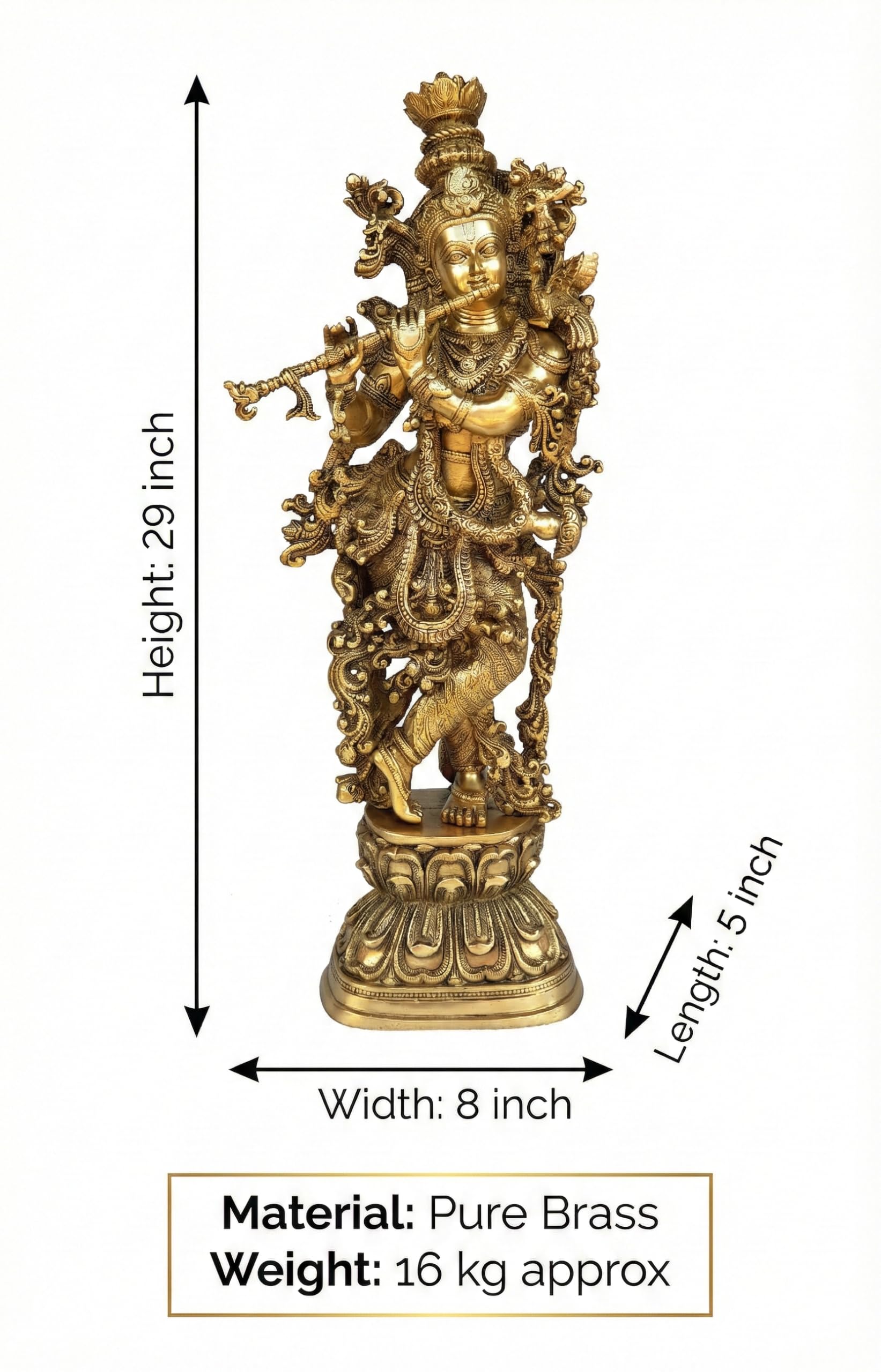 Witte Walvis Messing God Zwarte Radha Krishna Bhagwan Heer Zwarte Radha Krishna Idol Standbeeld Murti