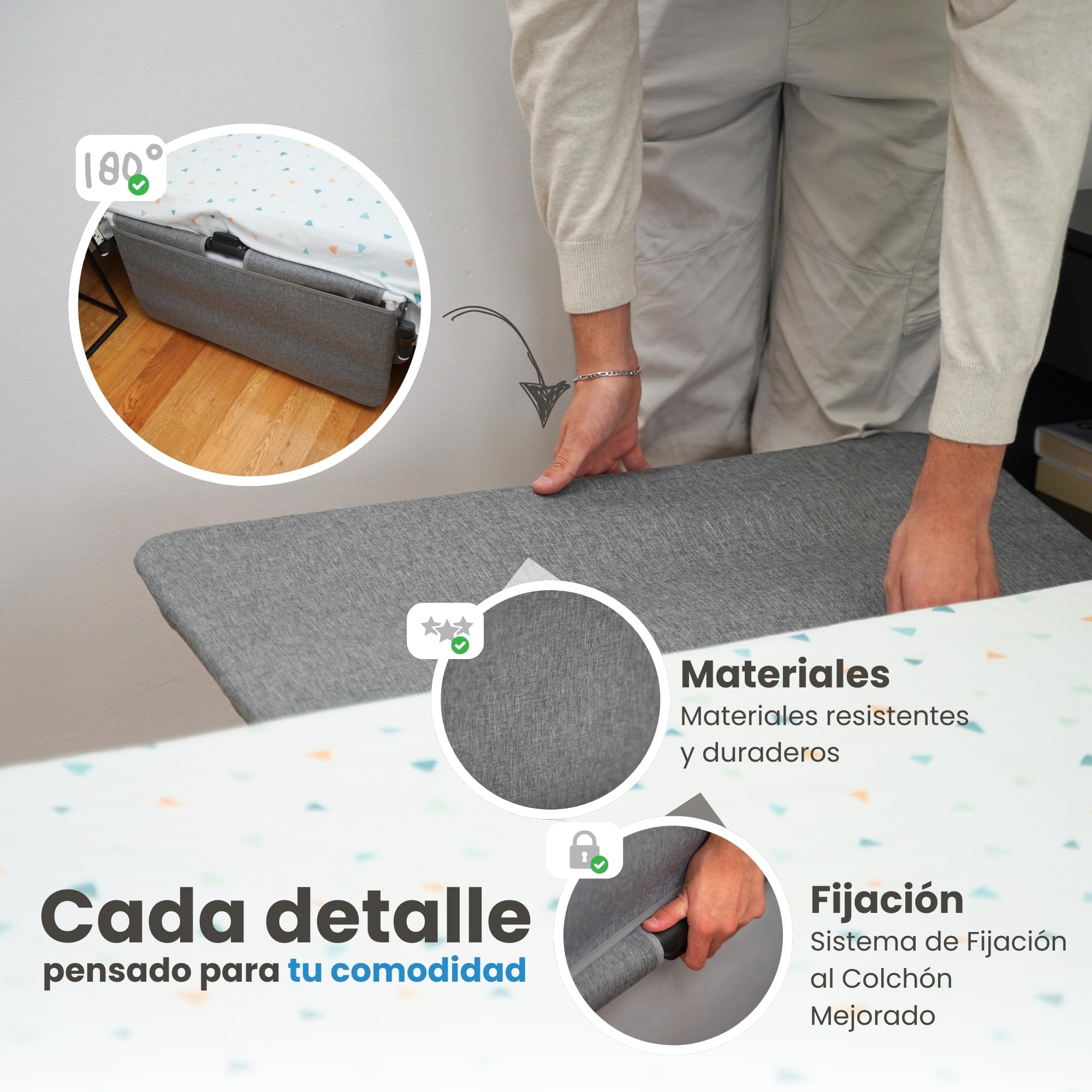 Barandilla Cama Adulto, Barrera Seguridad niños Cama, Barandilla Cama Adultos, Barrera Cama, Barrera Cama Adultos, Barandillas para Camas Plegable.
